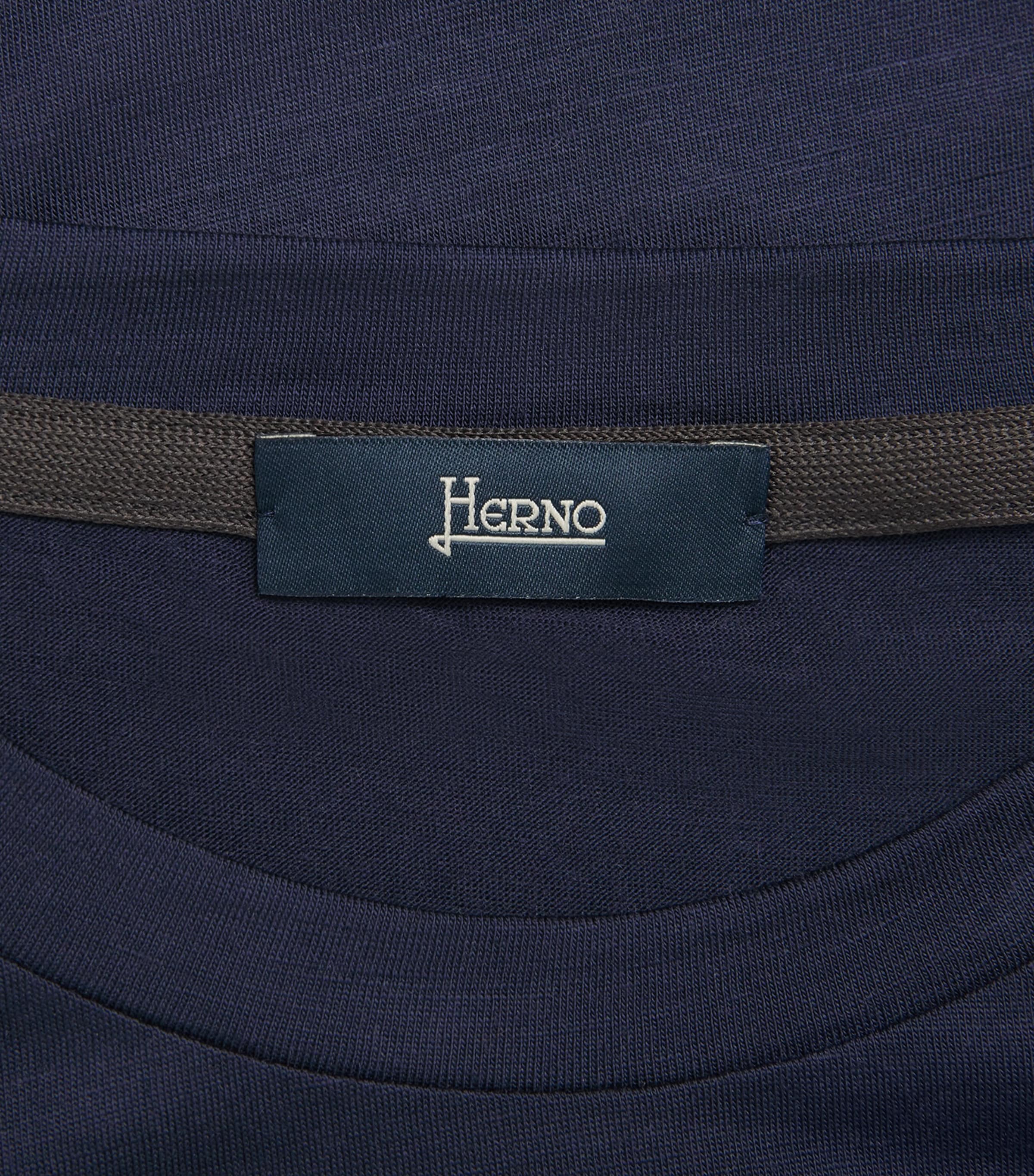 Herno Mens Wool Logo T-Shirt Blu Navy Image 6