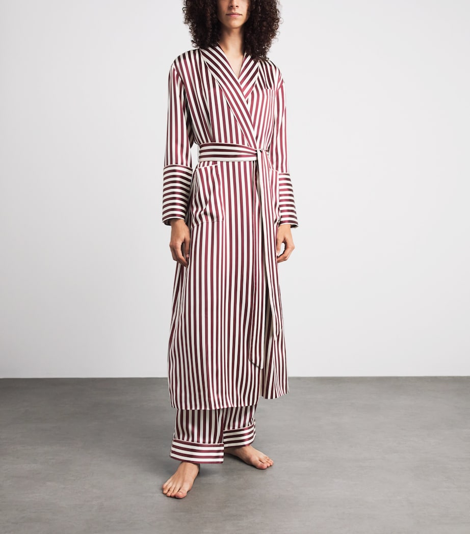 Olivia von Halle Womens Silk Capability Stripe Robe Soren Image 2