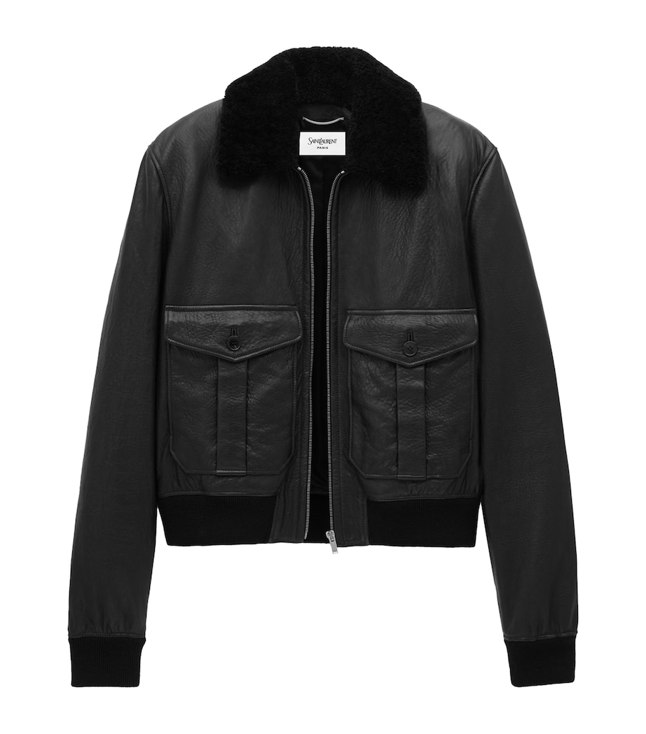 Shearling-Collar Leather Jacket 1000 Image 4