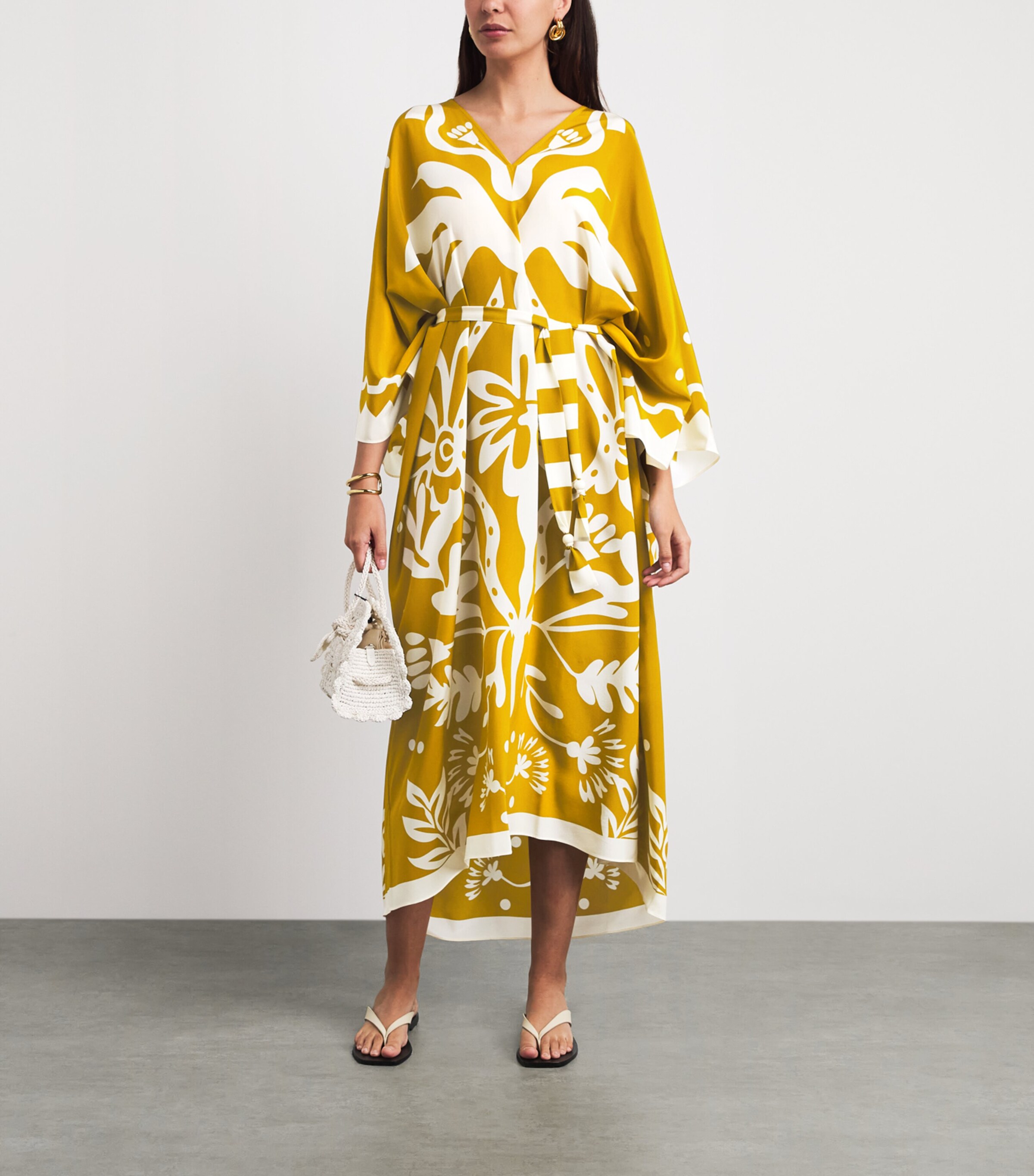 Eres Womens Silk Printed Holi Kaftan Or/panama Image 2