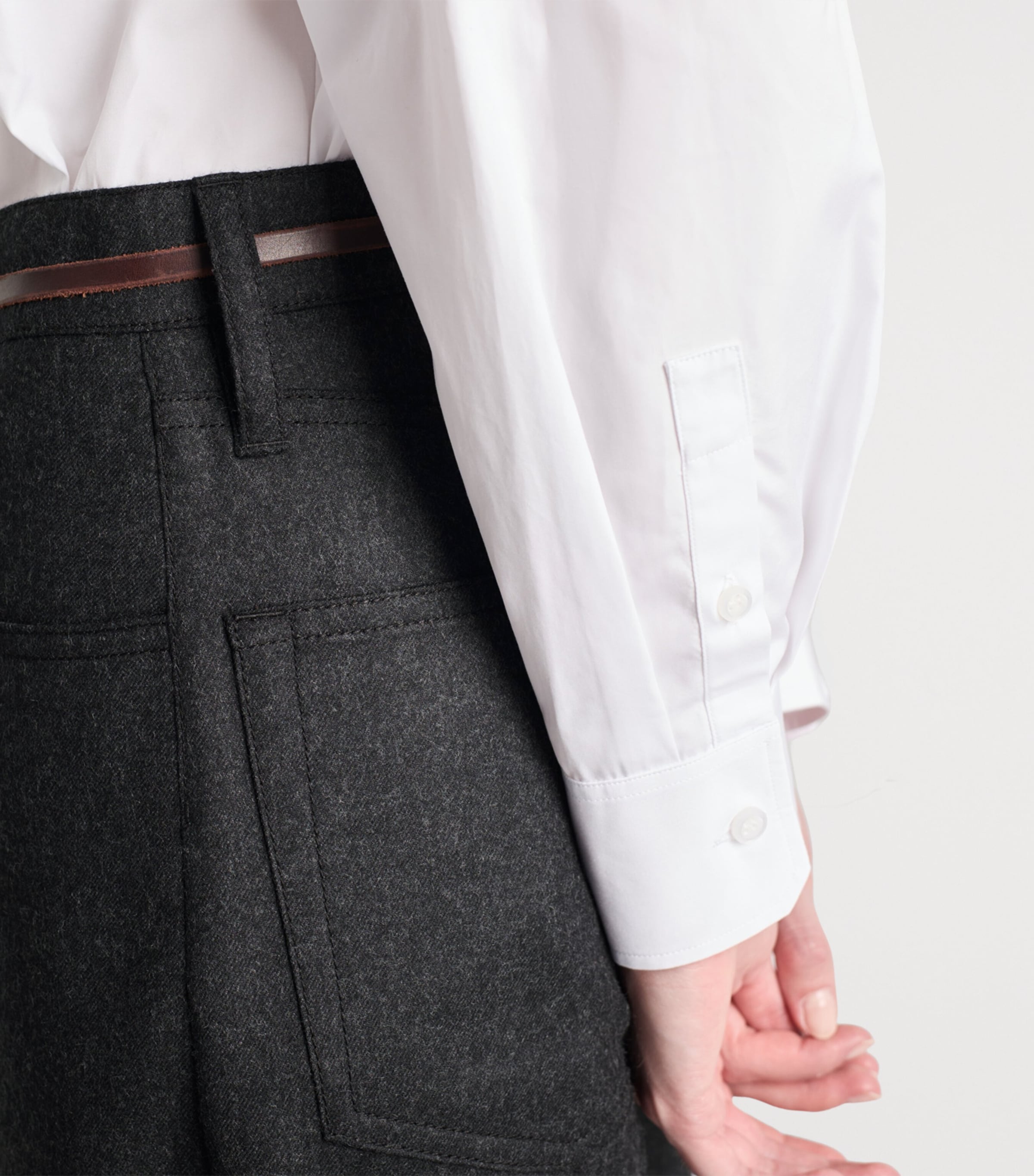 Prada Womens Embroidered-Logo Poplin Shirt Image 3