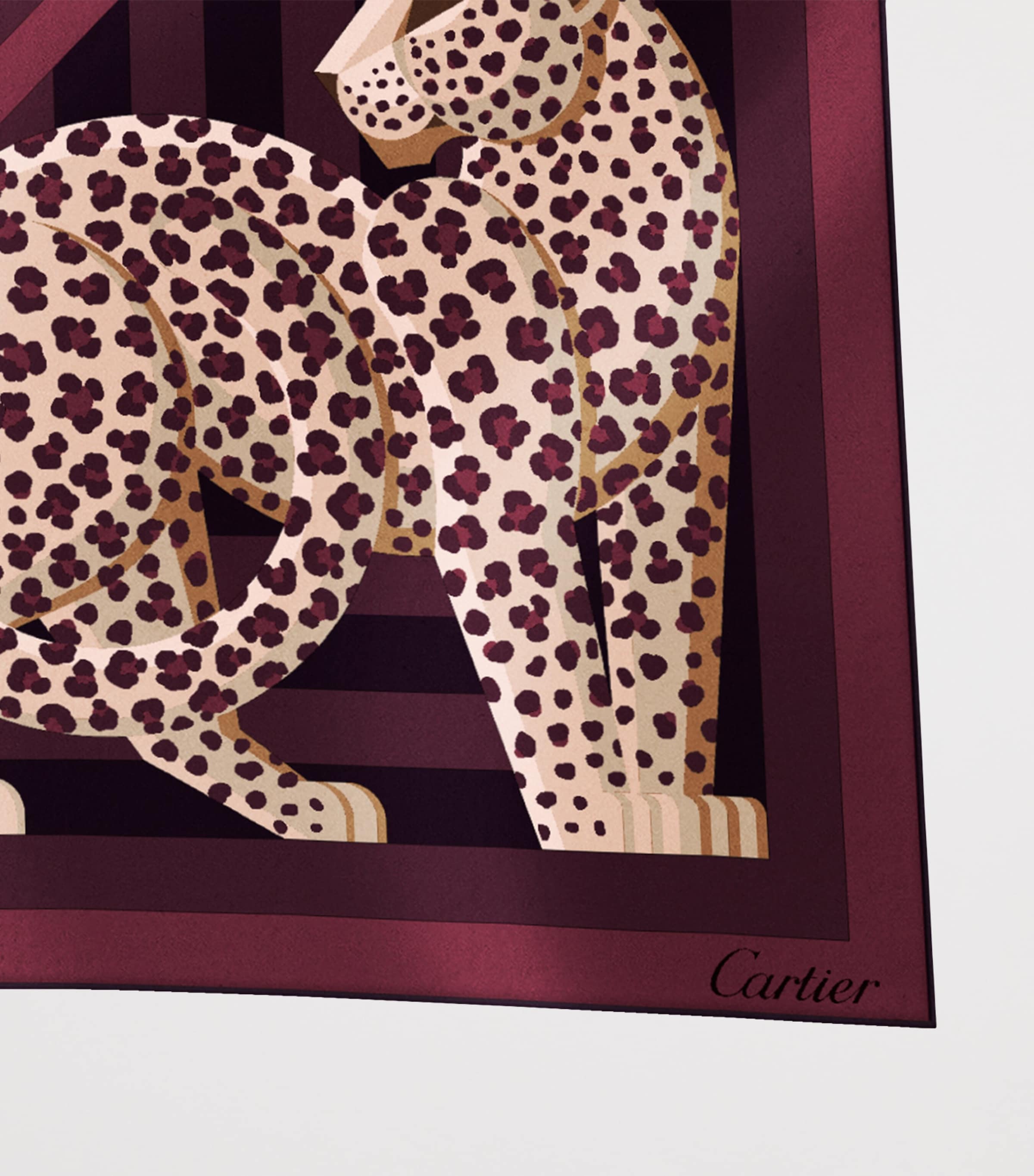 Silk Panthère Illusion Scarf GRAPE Image 2