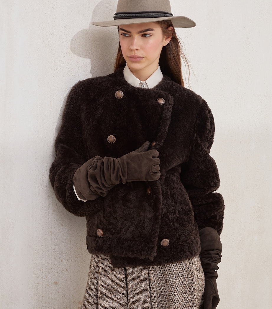 Shearling-Leather Reversible Pea Coat C2390 Image 5