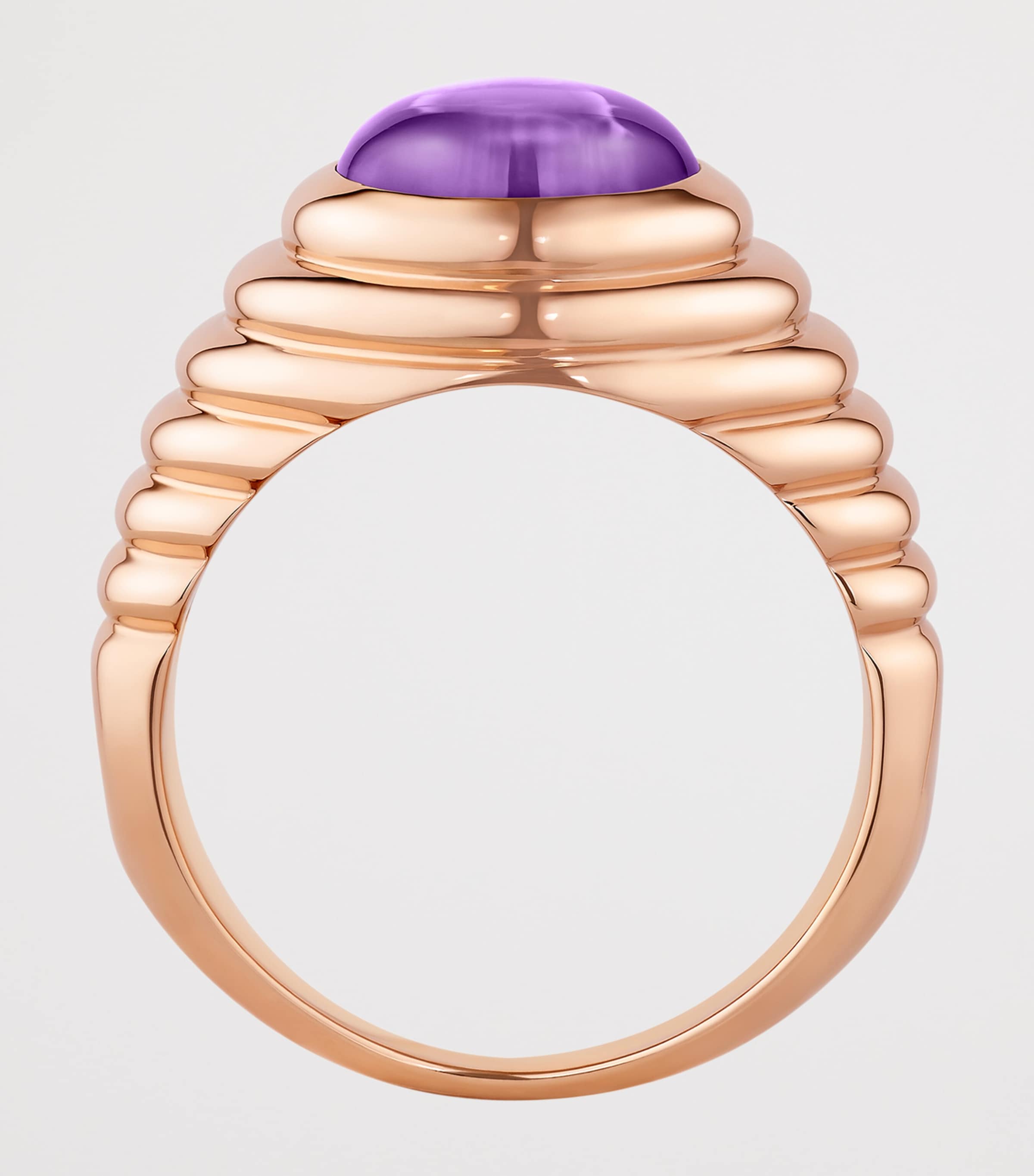 Bvlgari Rose Gold Amethyst and Péridot Doppio Baccellato Ring Pink Gold Image 3