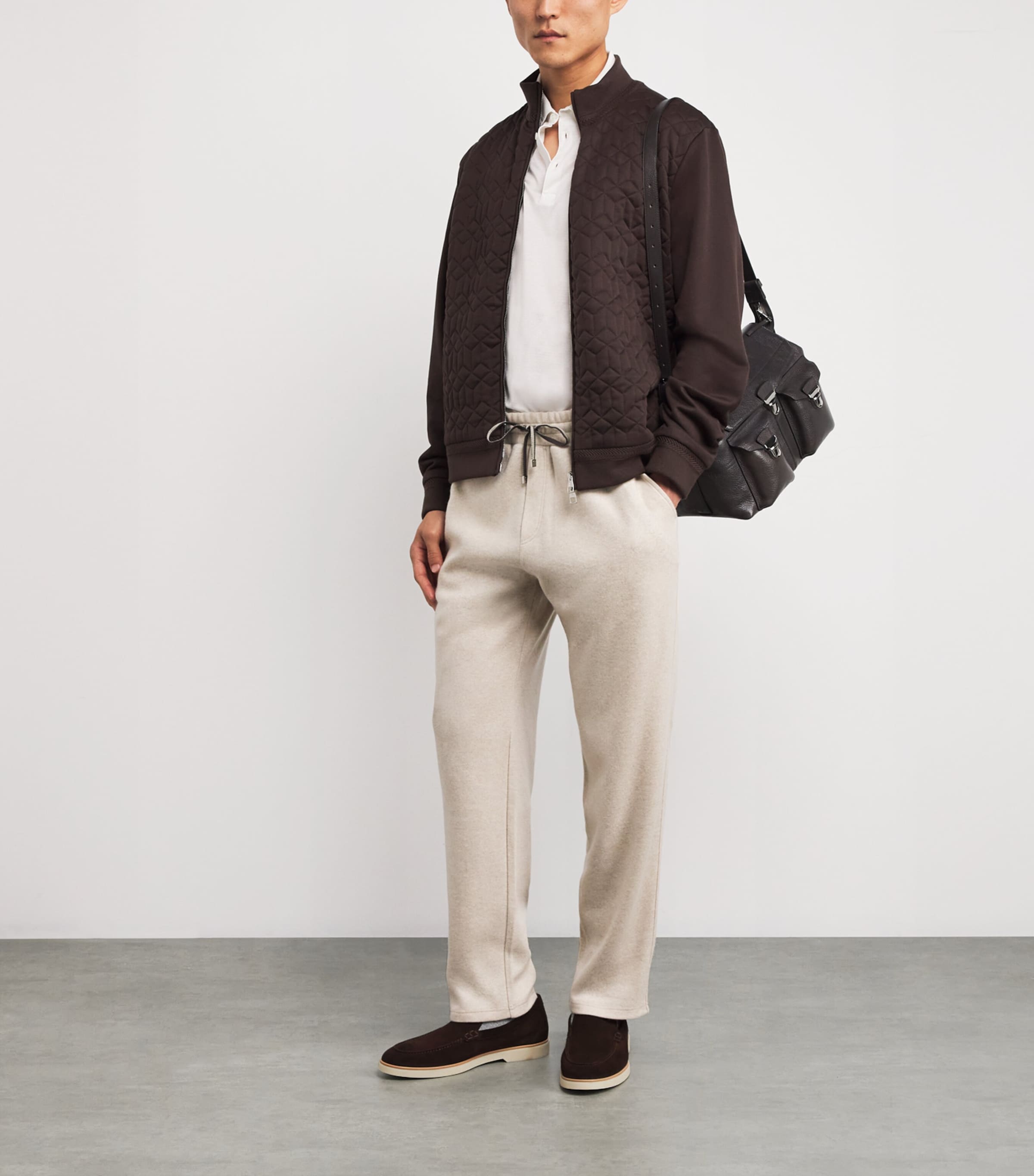 Cotton-Silk Quilted Bomber Jacket ESPRESSO Image 2