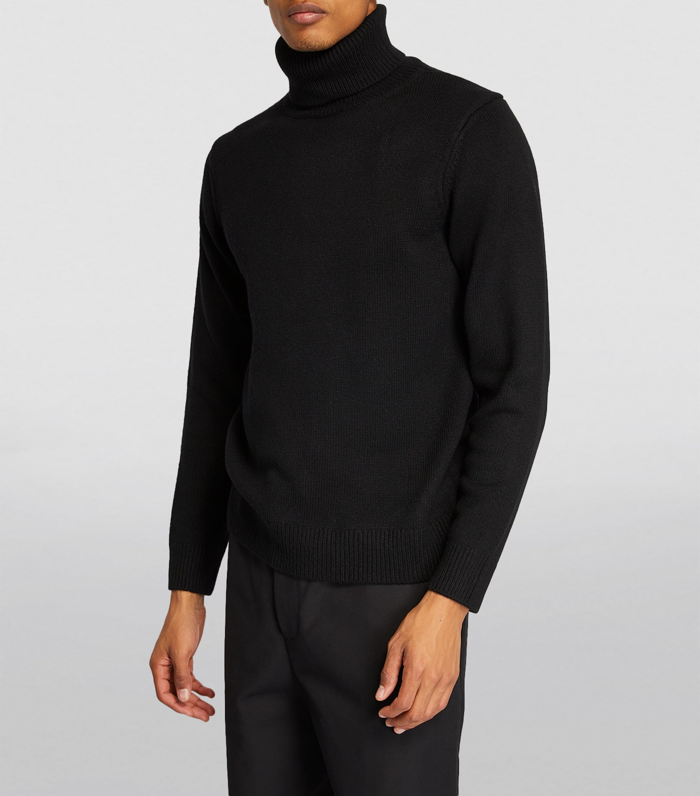 Sandro Paris Mens Wool-Blend Rollneck Sweater Black Image 3