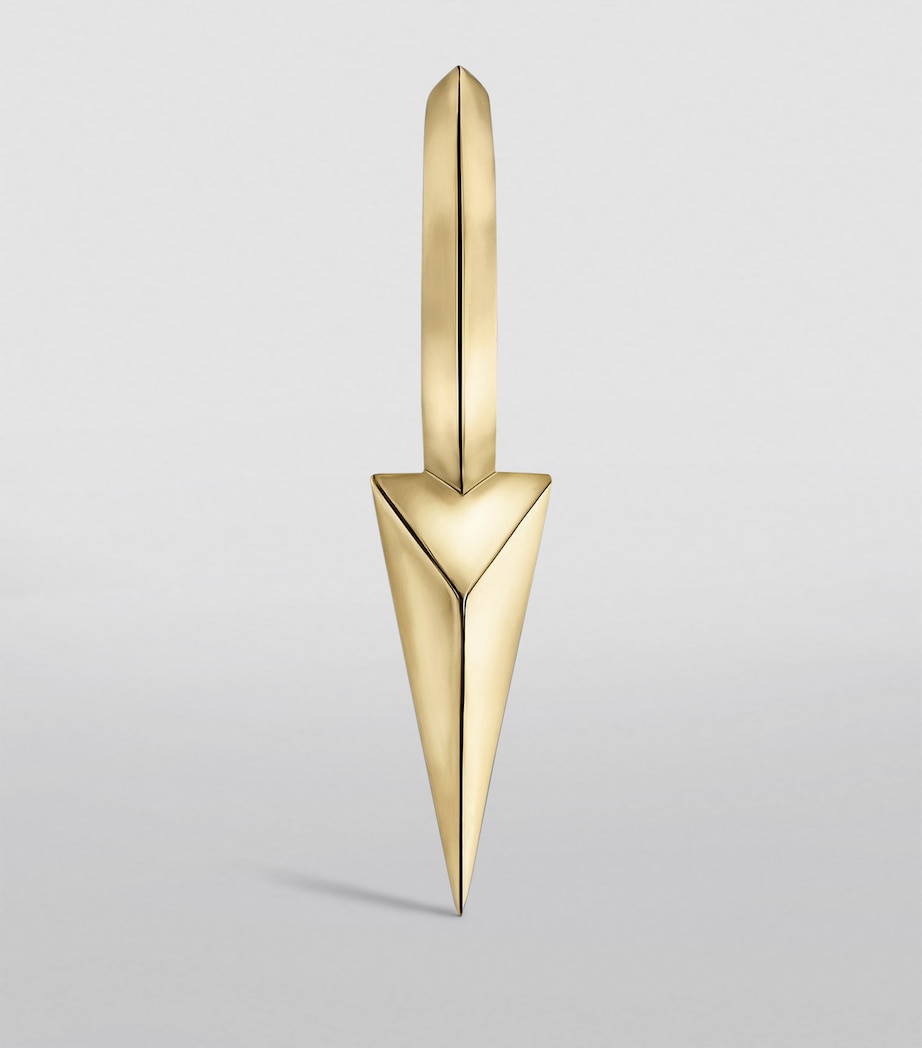 Yellow Gold Faceted Single Long Spike Hoop Earring (8mm) YELLOW GOLD Image 4