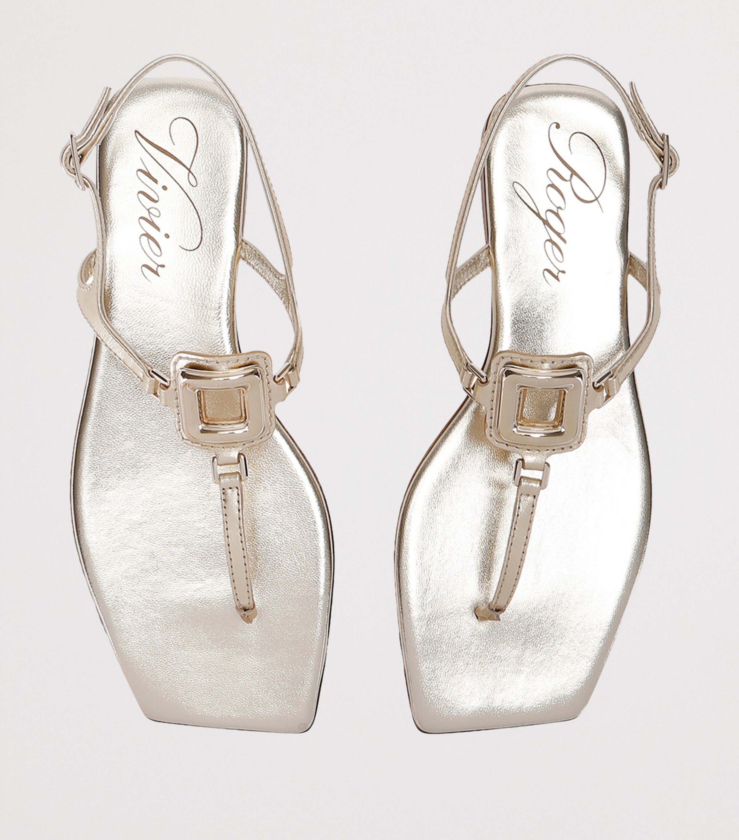 Roger Vivier Leather Bab Viv Sandals Gold Image 4
