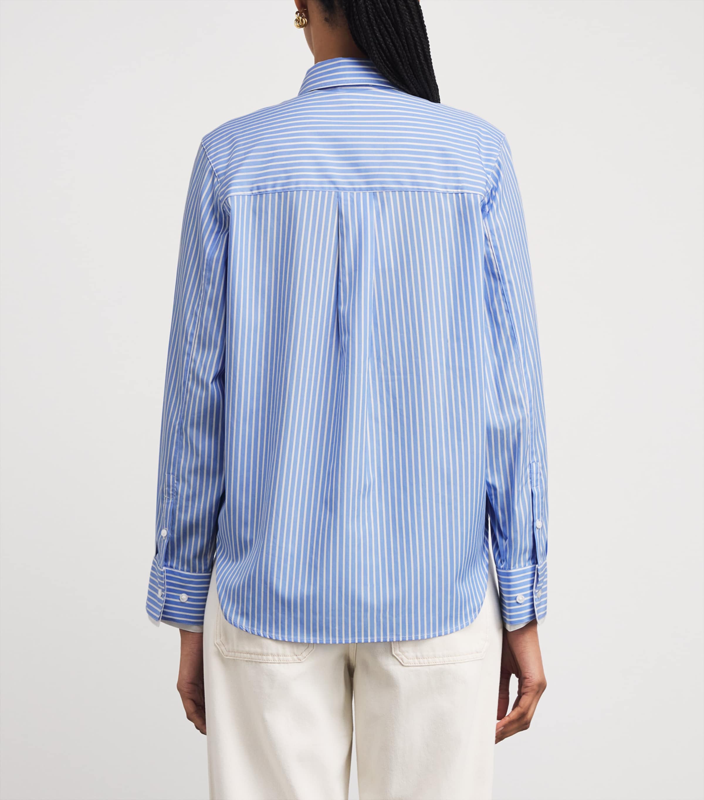 Cotton Stripe Double-Cuff Shirt BLUE/SOFT WHITE Image 4