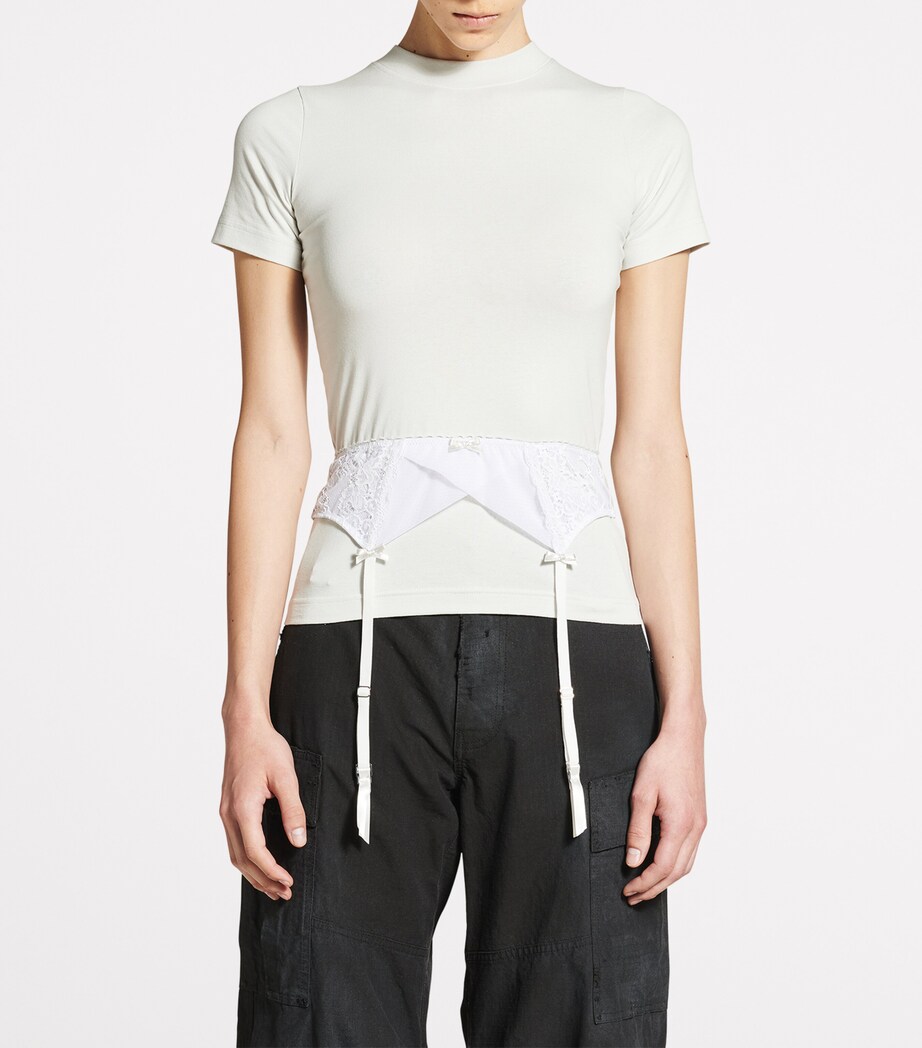Balenciaga Womens Stretch-Cotton Lingerie T-Shirt Image 6