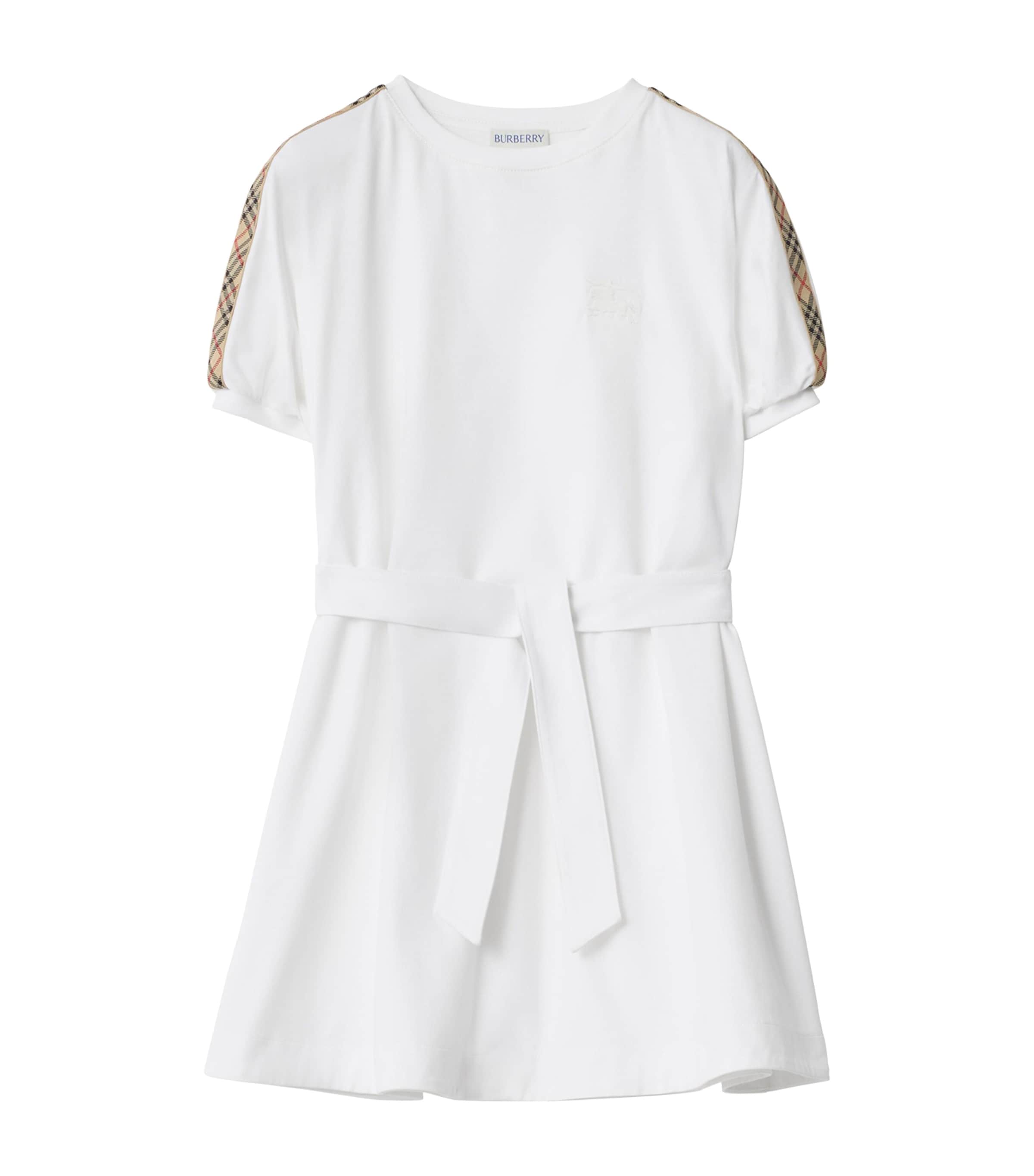 Burberry Kids Cotton Check-Trim Dress (3-12 Years) White Image 1