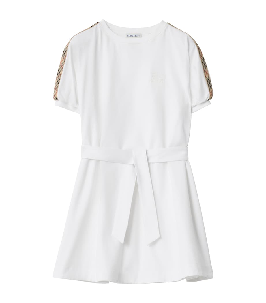 Burberry Kids Cotton Check-Trim Dress (3-12 Years) White Image 1