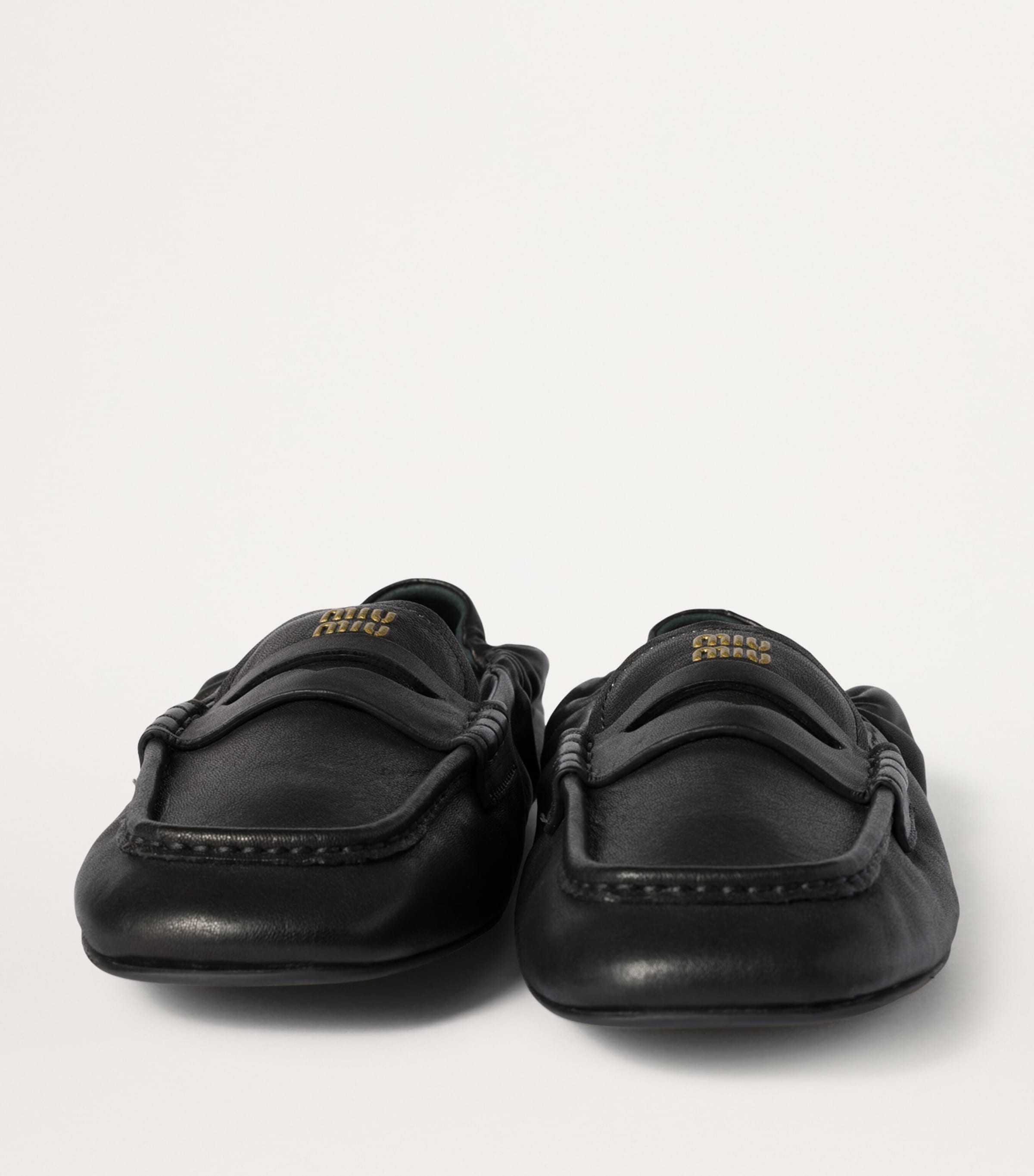 MIUMIU レザー　ローファー　Loafers PRADA MiuMiu＊Brushed leather loafers レザー ローファー＊送料込