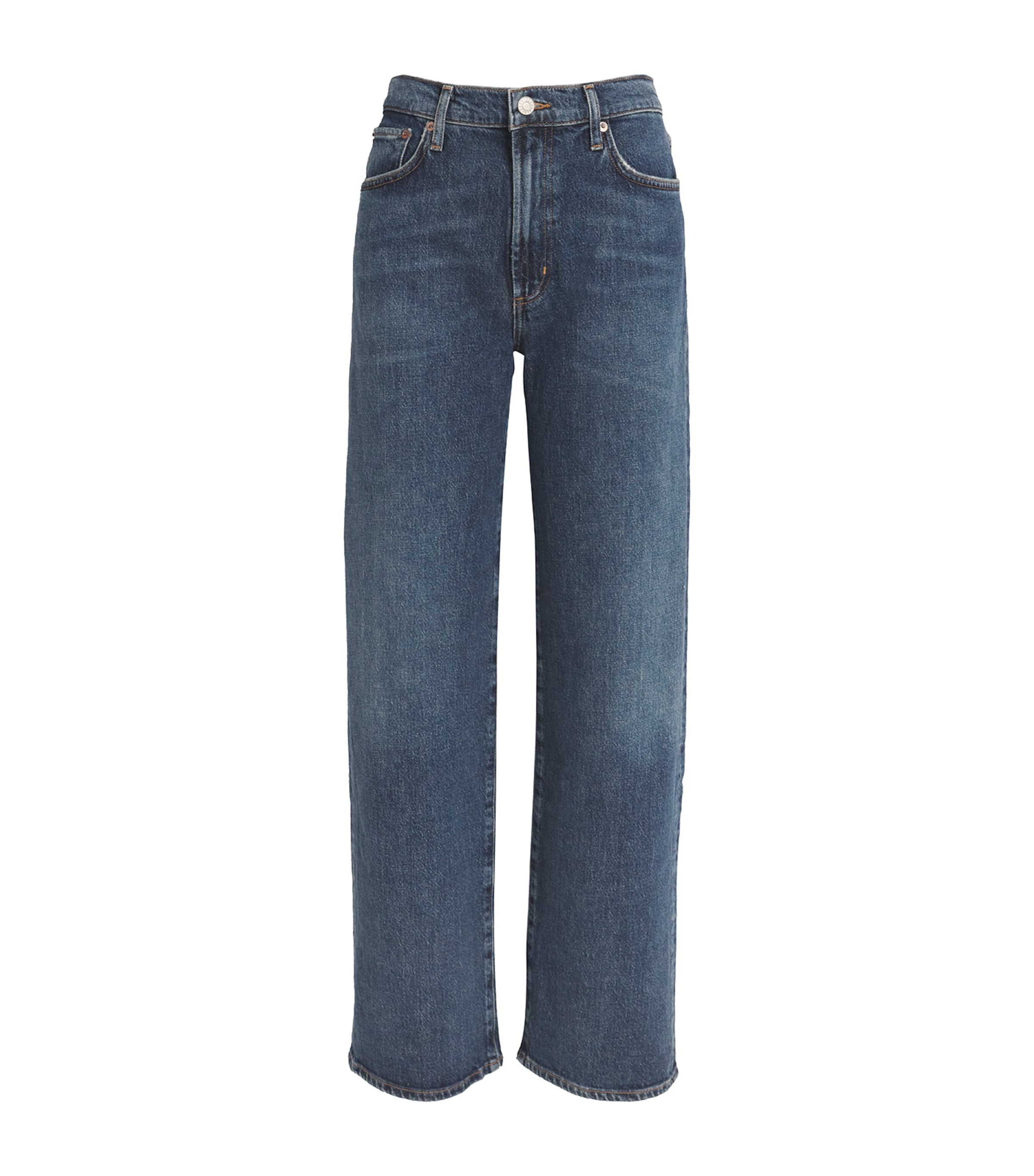 AGOLDE Womens Harper Mid-Rise Straight Jeans Tempo Image 1