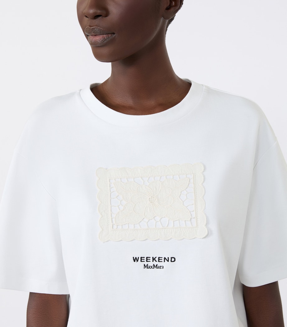 Weekend Max Mara Womens Cotton Lace Appliqué T-Shirt White Image 6