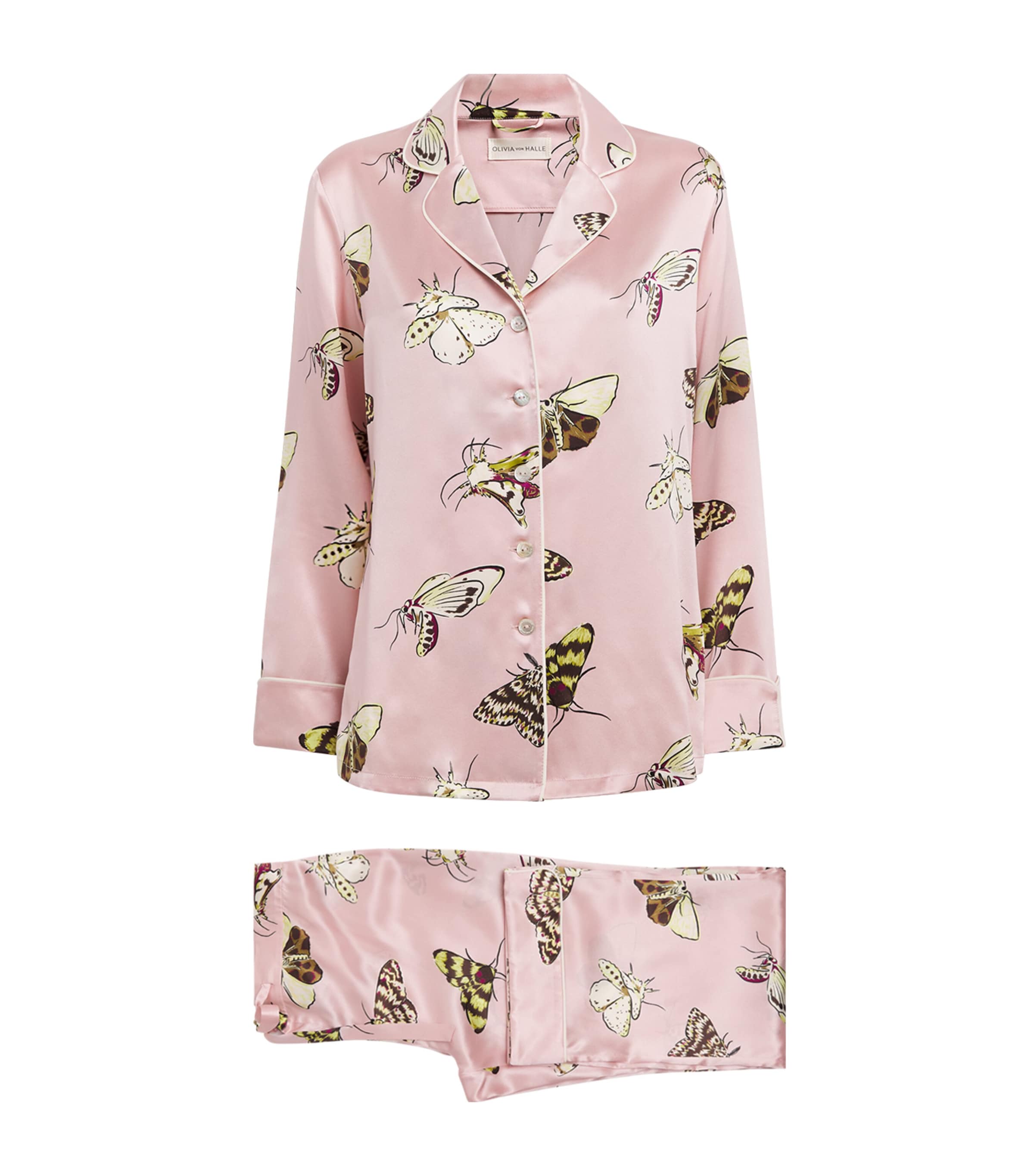 Olivia von Halle Womens Silk Moths Lila Pyjama Set Elda Image 1