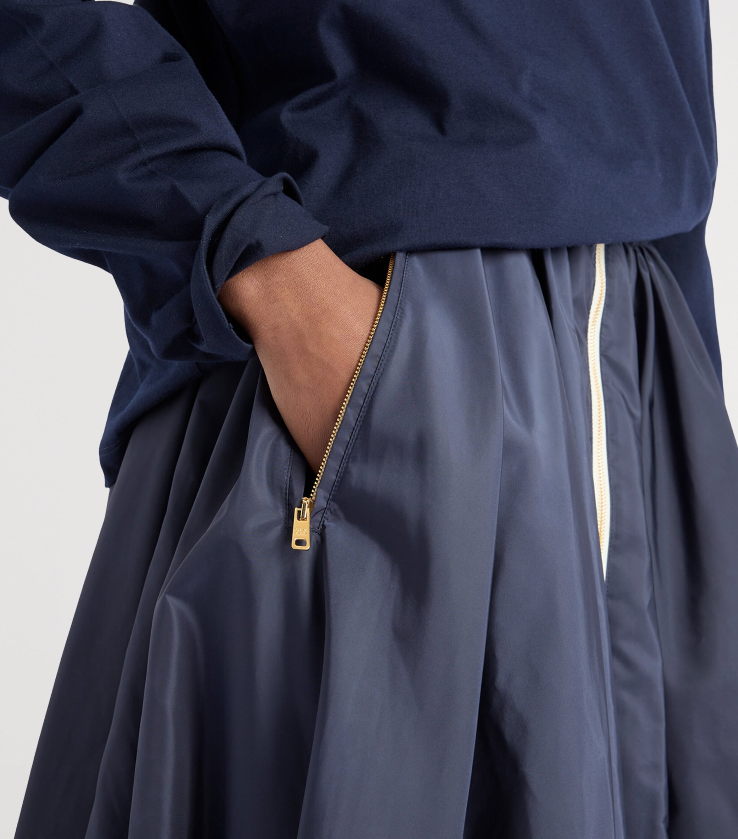 Re-Nylon Pleated Midi Skirt F0AA7 Image 6