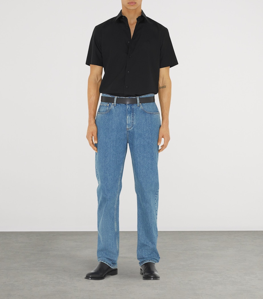 Stretch Cotton Short-Sleeve Shirt BLACK Image 2