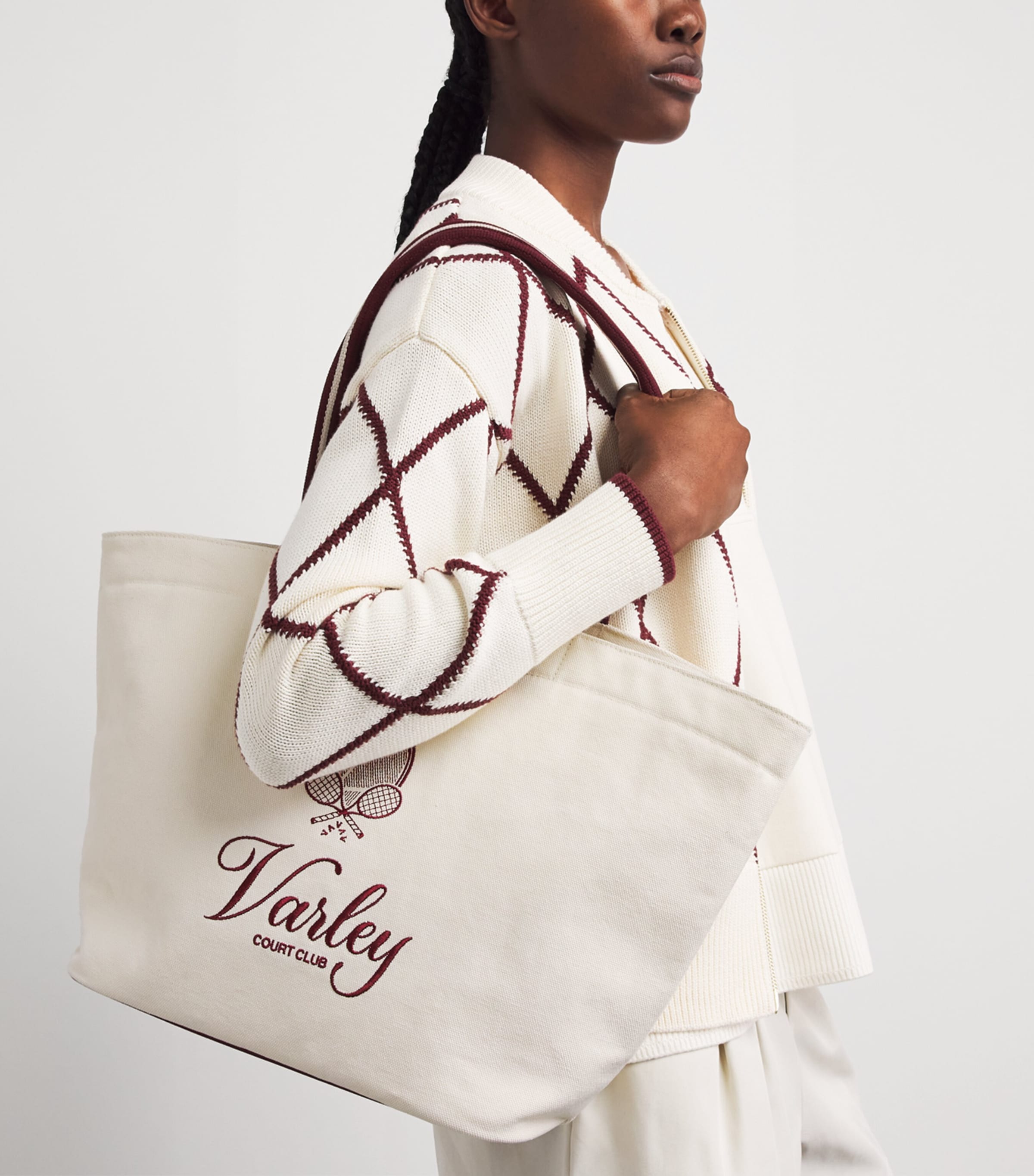 Varley Canvas Robinson Club Tote Bag Ivory / Port Image 2