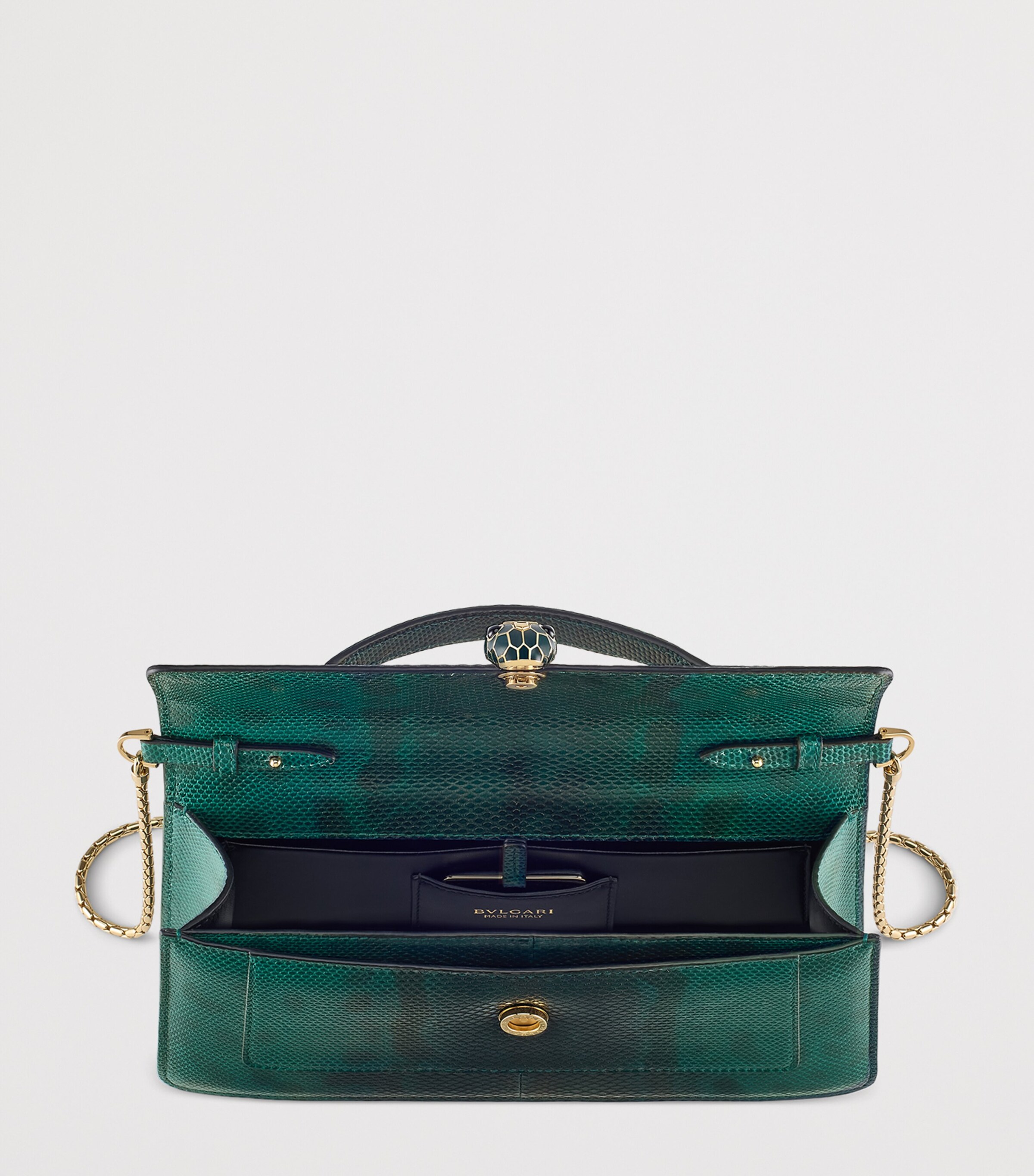 Bvlgari Green Karung Leather Serpenti Forever Top-Handle Bag