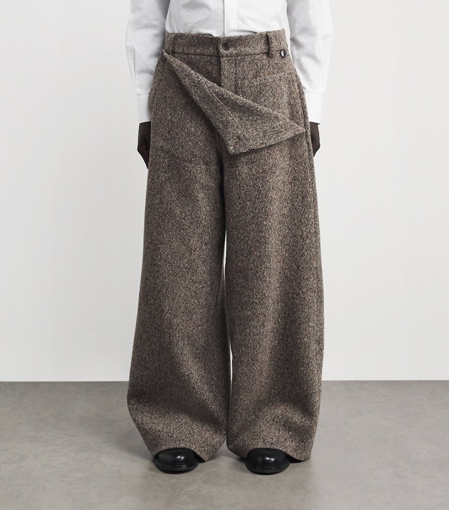 Wool Fold-Over Wide-Leg Trousers RUST Image 3