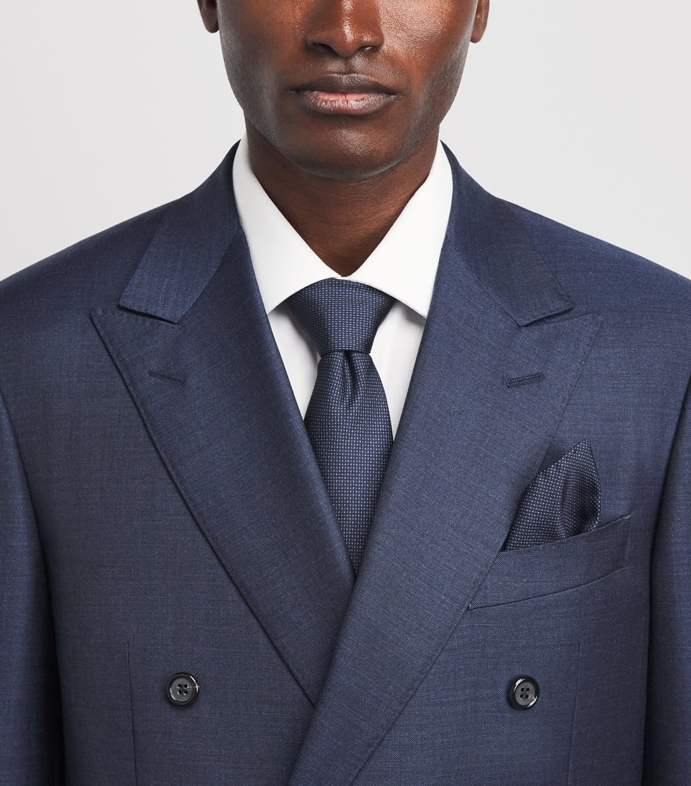 Corneliani Silk Necktie and Pocket Square Set Dark Blue Image 2