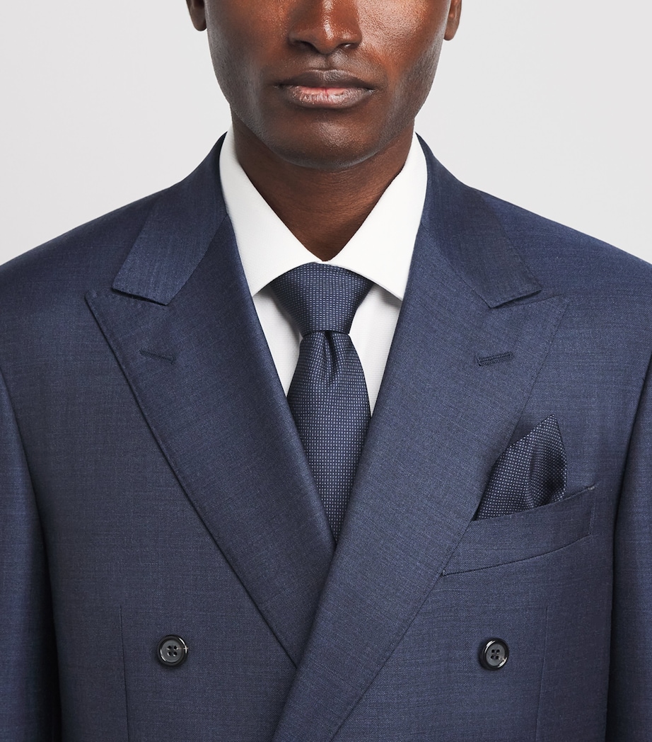 Corneliani Silk Necktie and Pocket Square Set Dark Blue Image 2