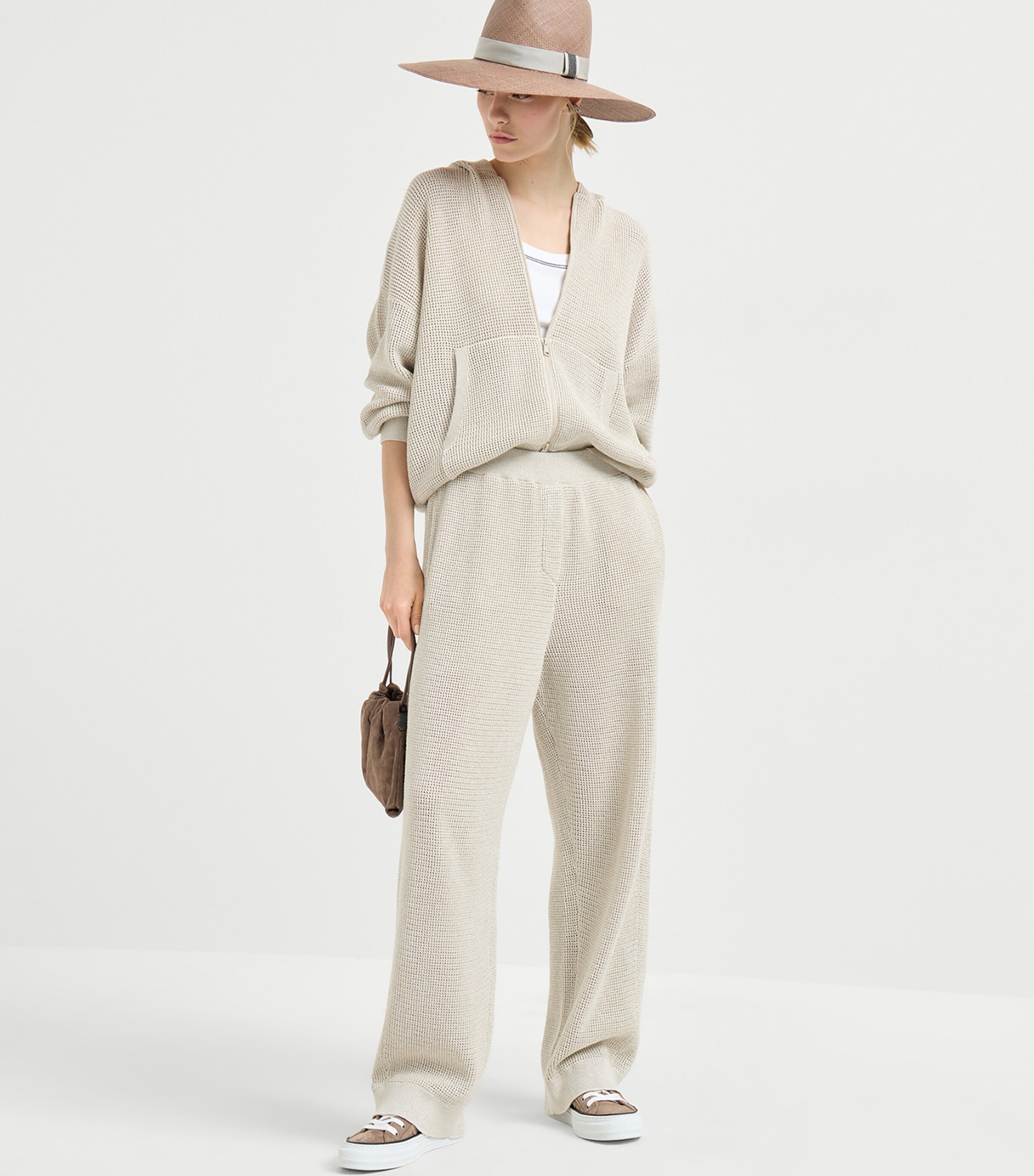 Brunello Cucinelli Womens Cotton-Blend Knitted Trousers Image 3