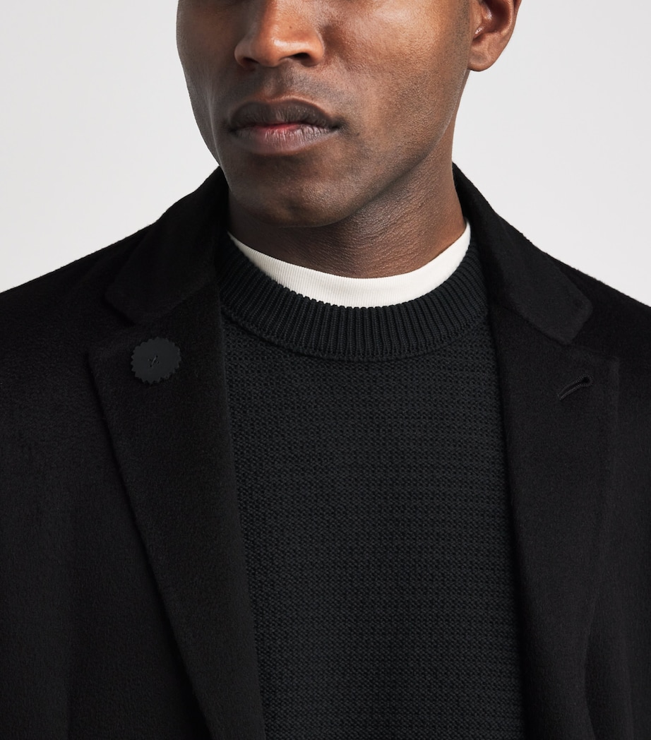 Alan Scott Mens Cashmere-Blend Double-Face Coat Black Image 3