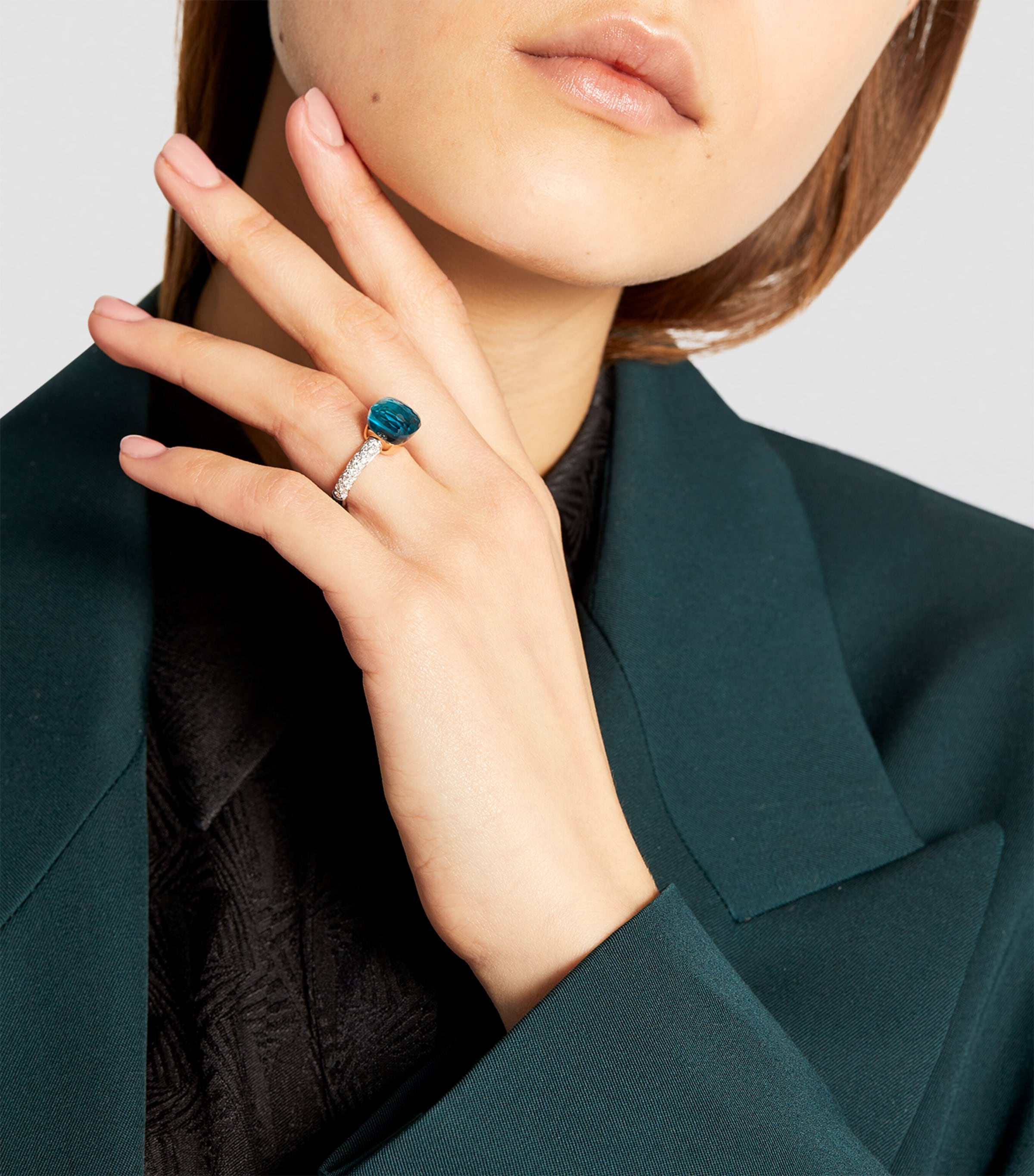 Mixed Gold, Diamond, London Blue Topaz and Turquoise Nudo Ring B0TTU Image 4