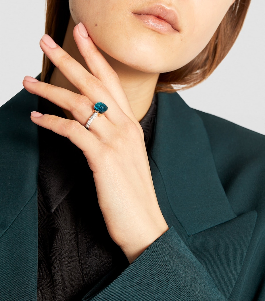 Mixed Gold, Diamond, London Blue Topaz and Turquoise Nudo Ring B0TTU Image 4