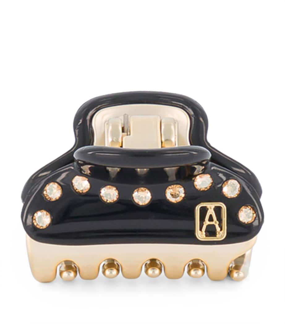 Alexandre de Paris Gold-Plated Crystal-Embellished Claw Hair Clip Noir B/or Image 1