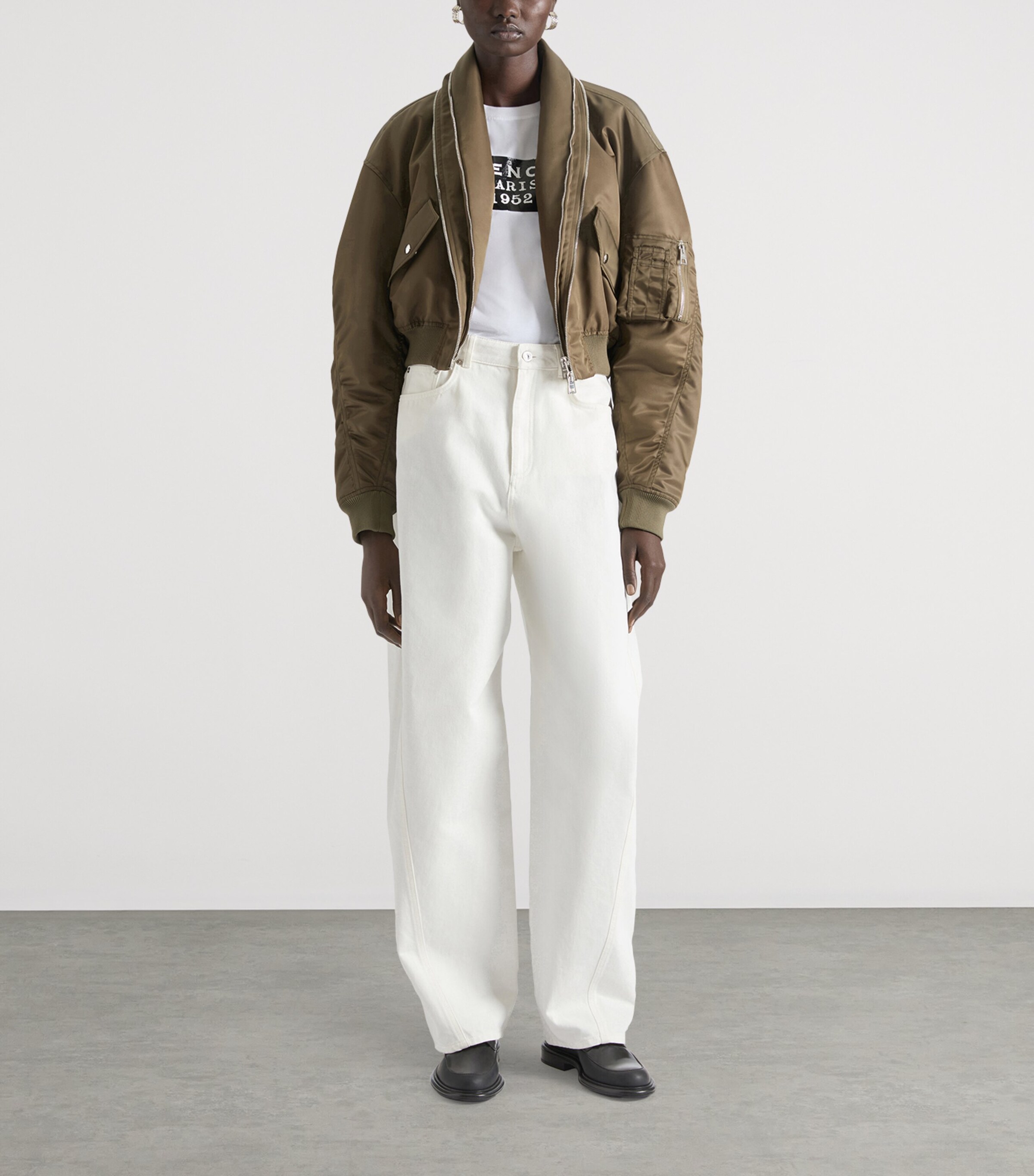 Shawl-Collar Bomber Jacket KHAKI Image 2