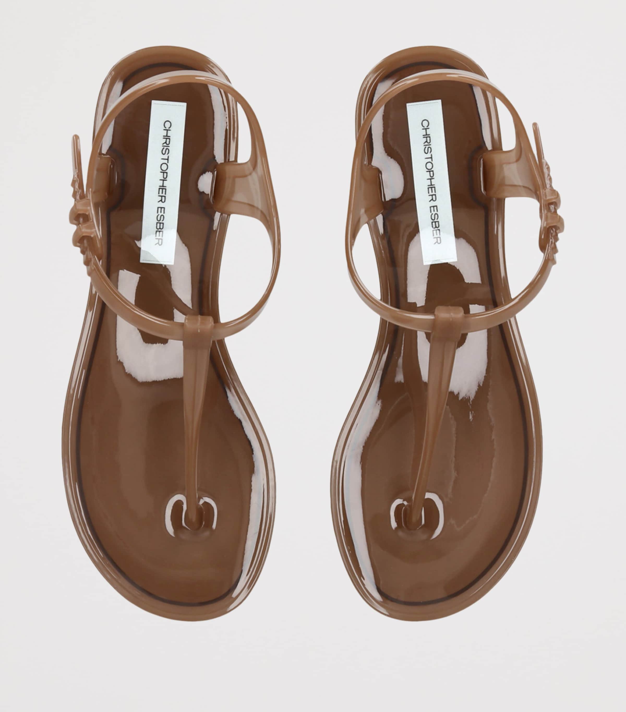 Christopher Esber Billi T-Bar Flat Sandals Taupe Image 4