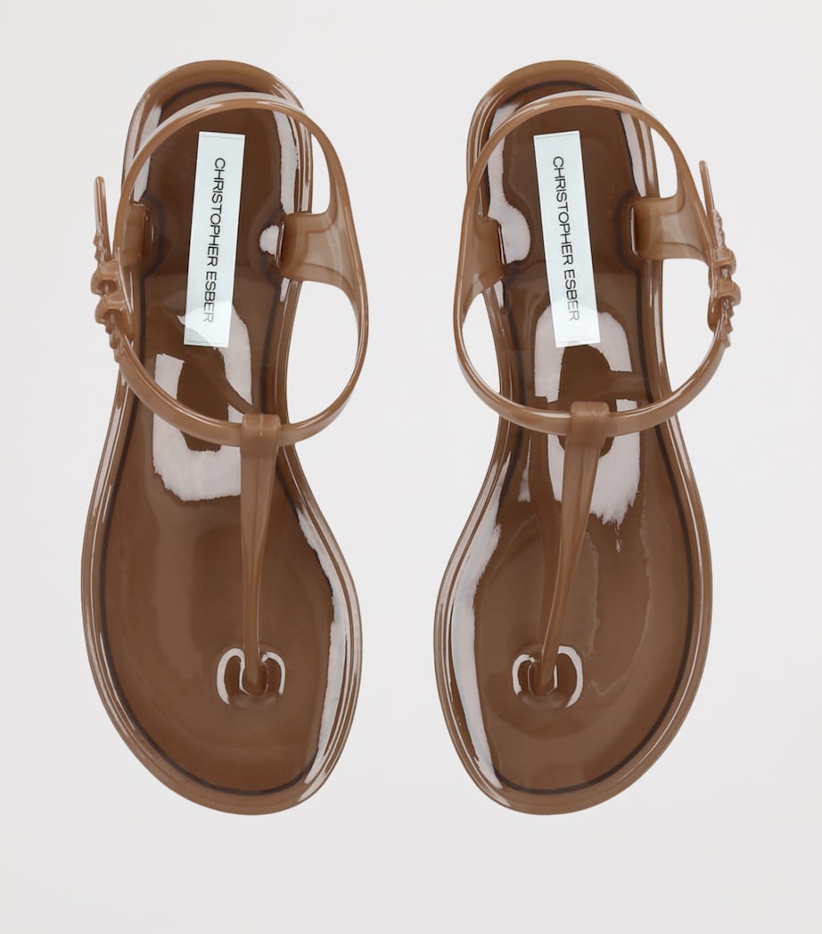 Christopher Esber Billi T-Bar Flat Sandals Taupe Image 4