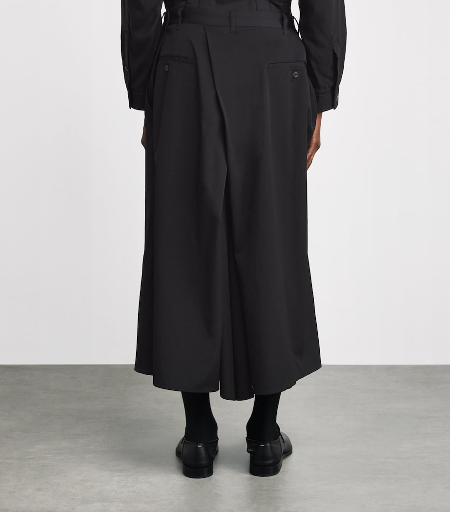 Wool Hakama Wide-Leg Trousers BLACK Image 4