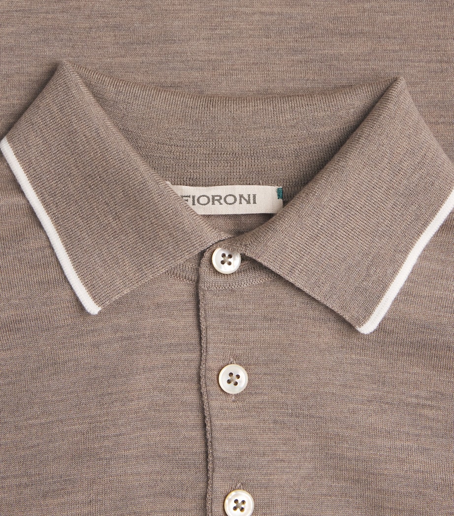 Fioroni Cashmere Mens Virgin Wool Long-Sleeve Polo Shirt Image 6
