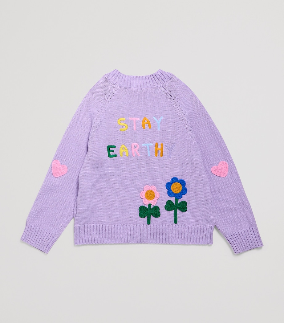 Cotton-Wool Appliqué Cardigan (3-14+ Years) 522PURPLE Image 2