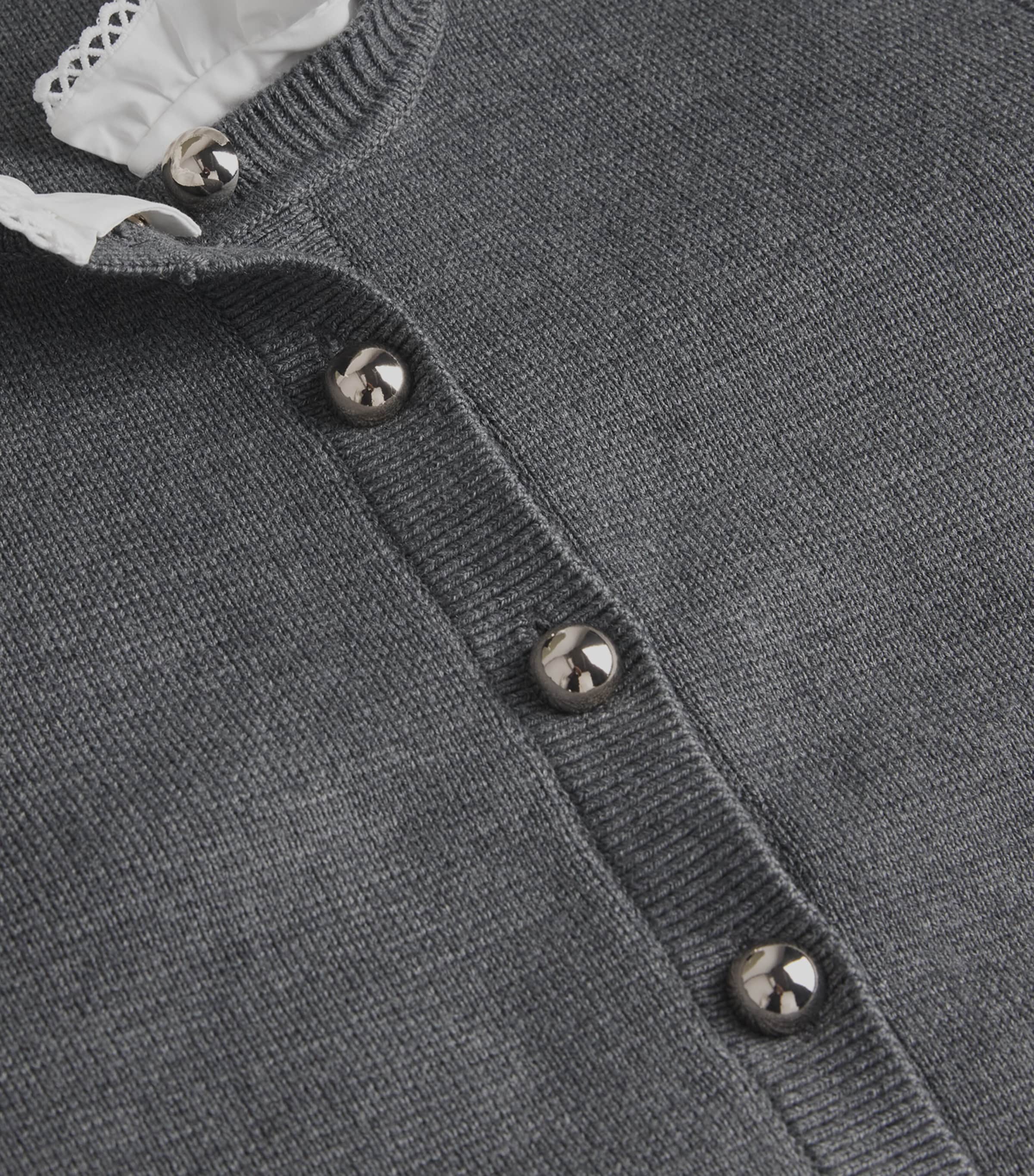 Sandro Paris Womens Ruffled-Collar Cardigan Grey Image 5