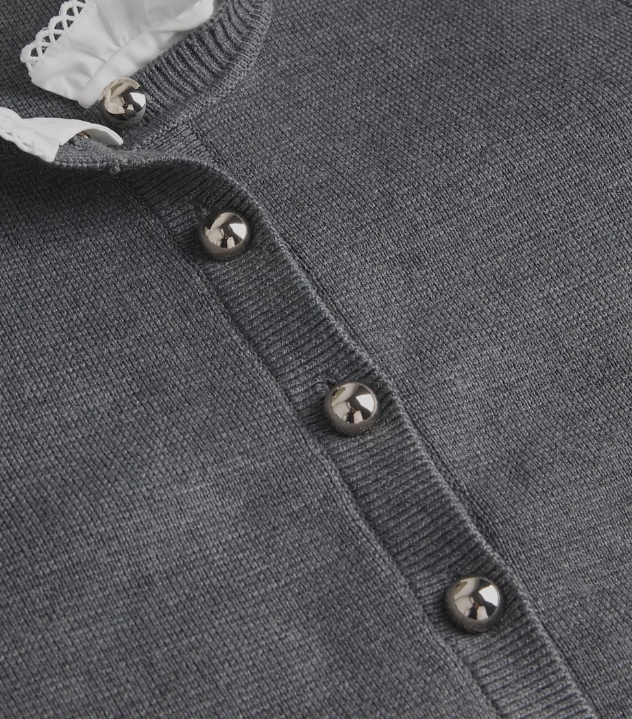 Sandro Paris Womens Ruffled-Collar Cardigan Grey Image 5