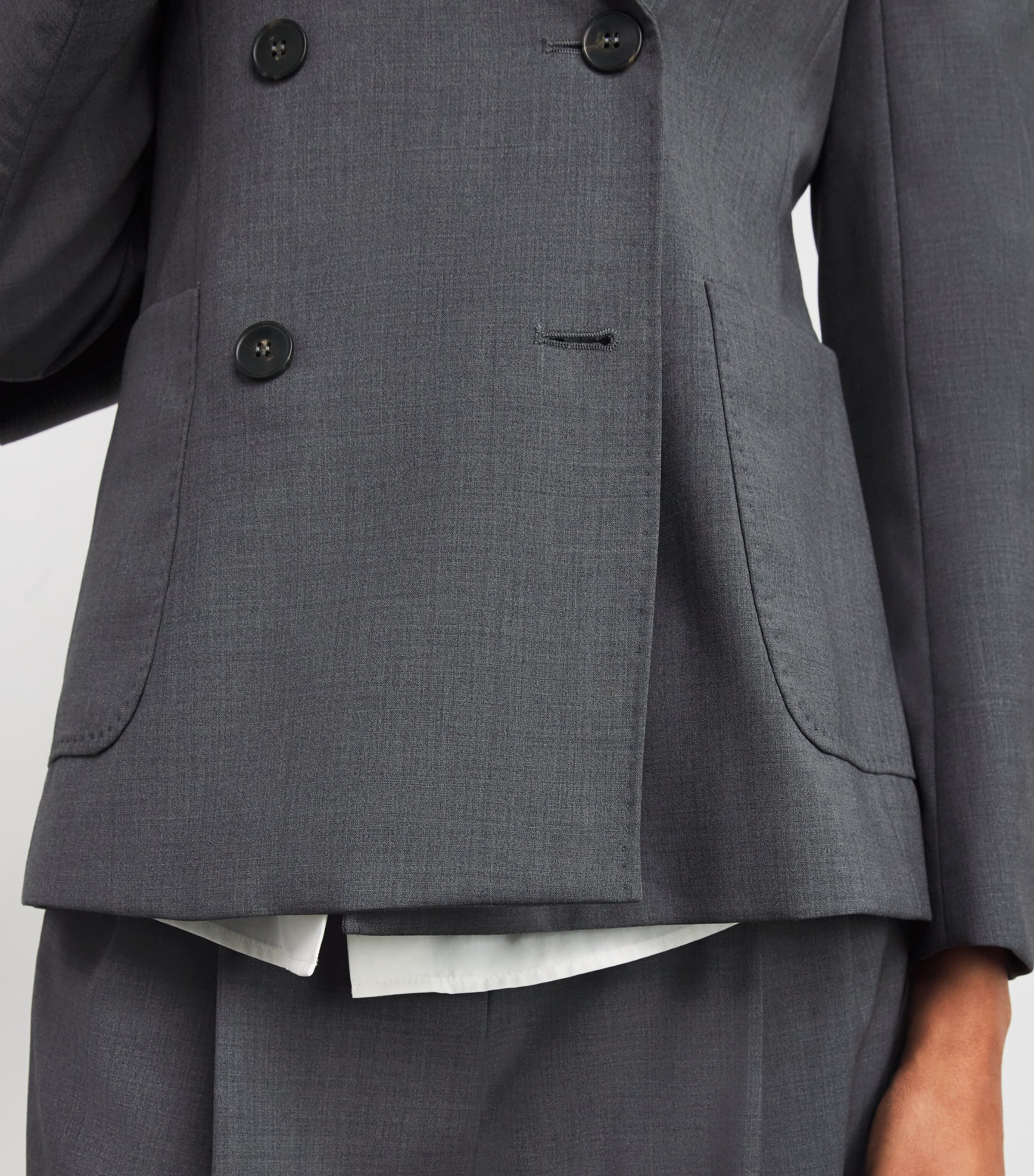 Virgin Wool Double-Breasted Blazer MEDIUM GREY Image 6