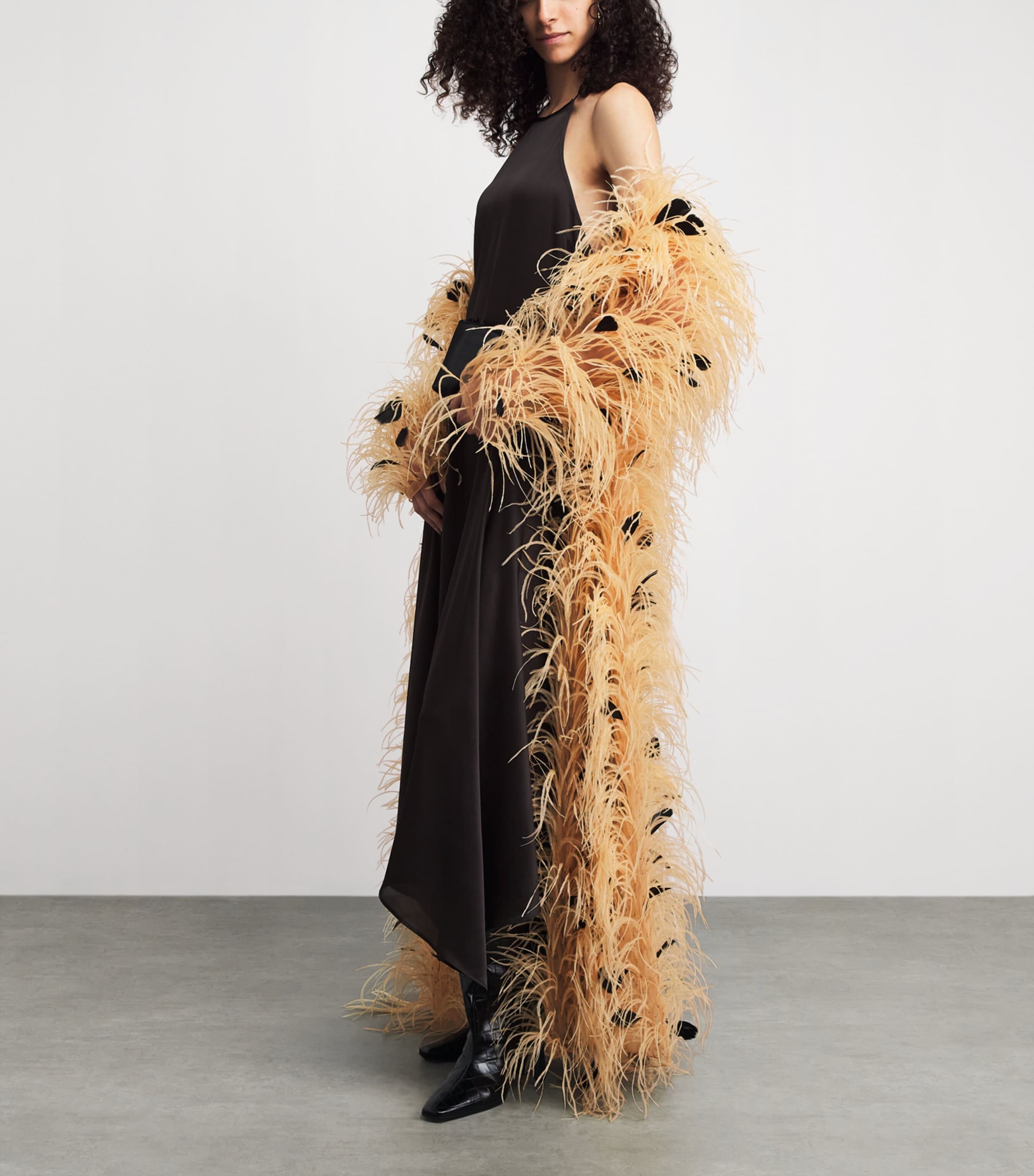 LAPOINTE Womens Embellished Feather Overcoat Honey Image 2