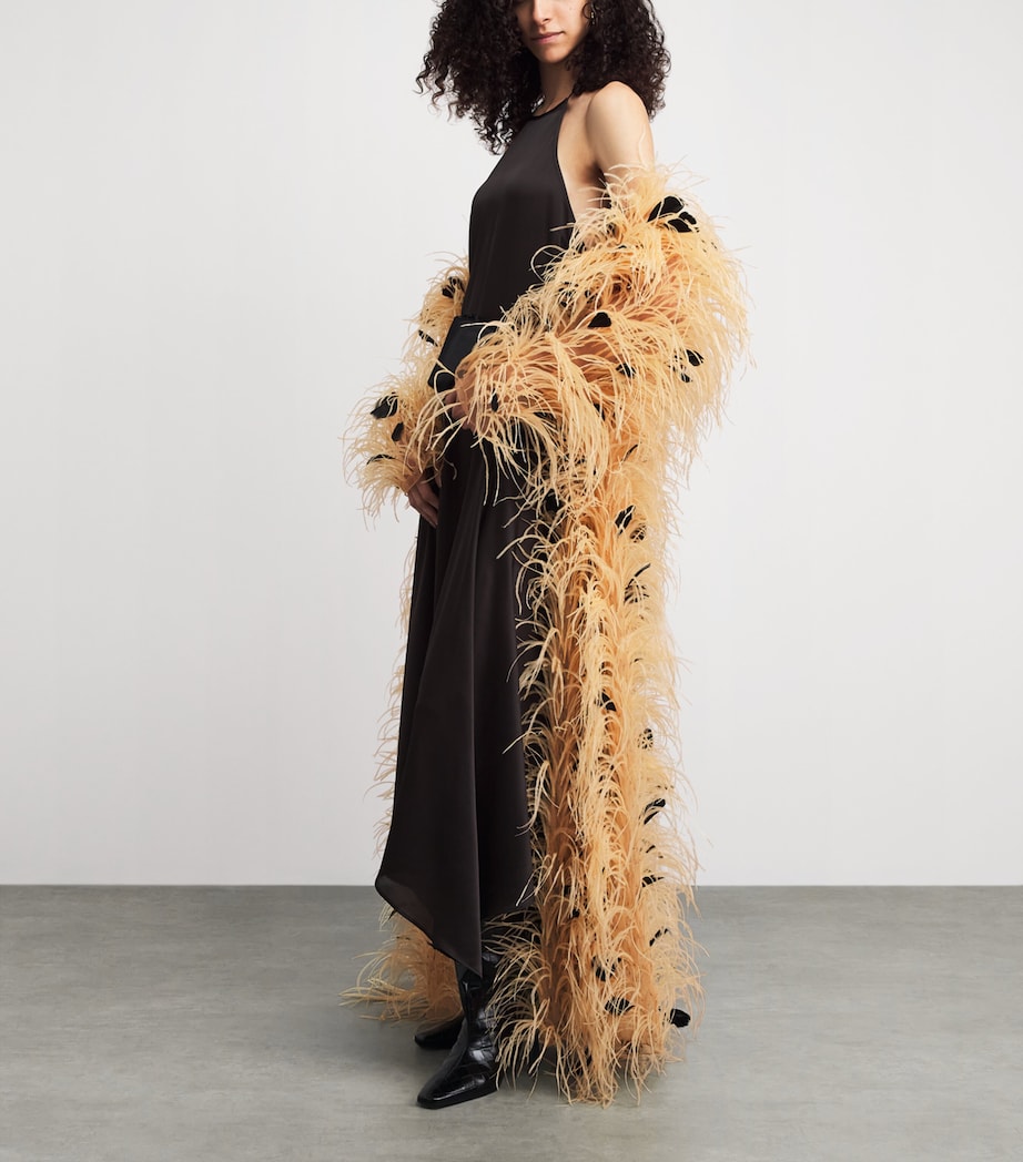 LAPOINTE Womens Embellished Feather Overcoat Honey Image 2