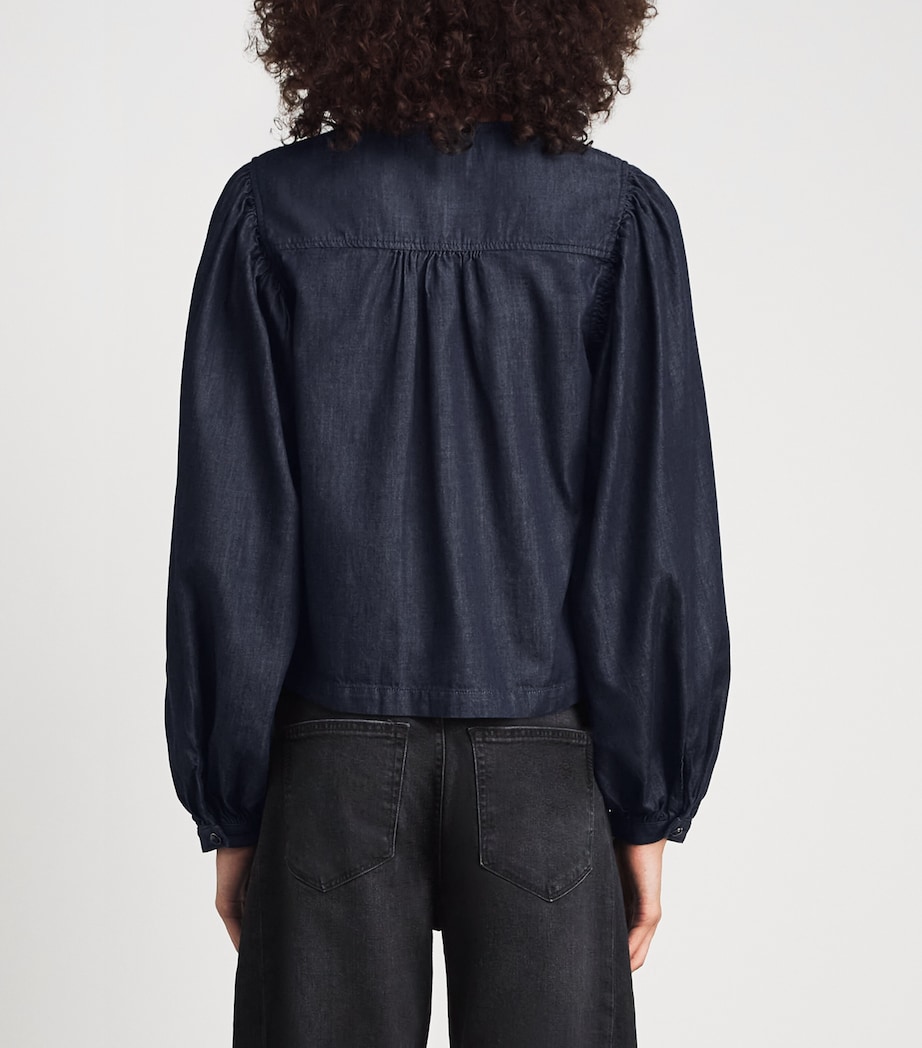 FRAME Womens Denim The Off Duty Popover Blouse Rinse Image 5