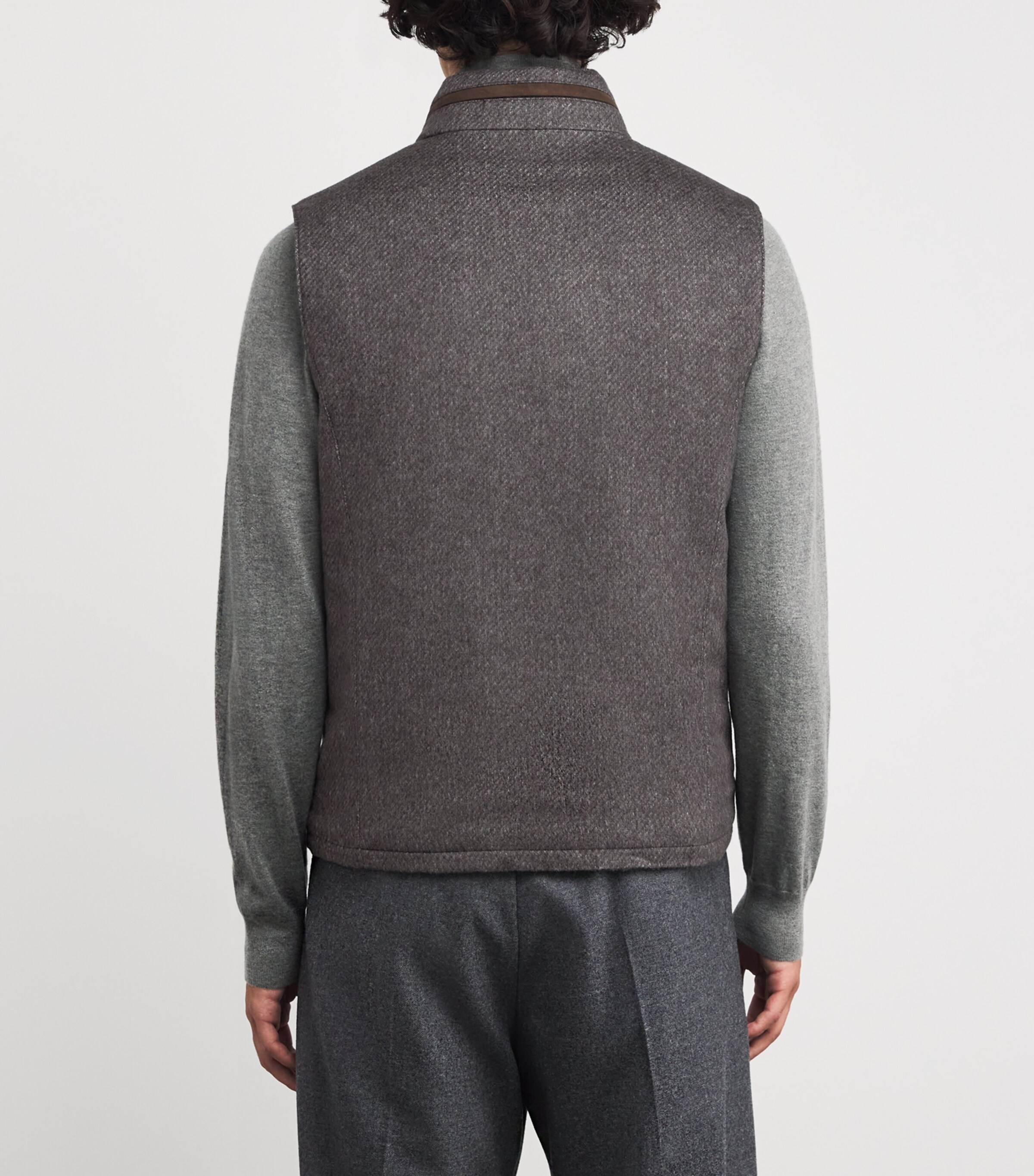 Corneliani Mens Silk-Cashmere Gilet Grey Melange Image 4