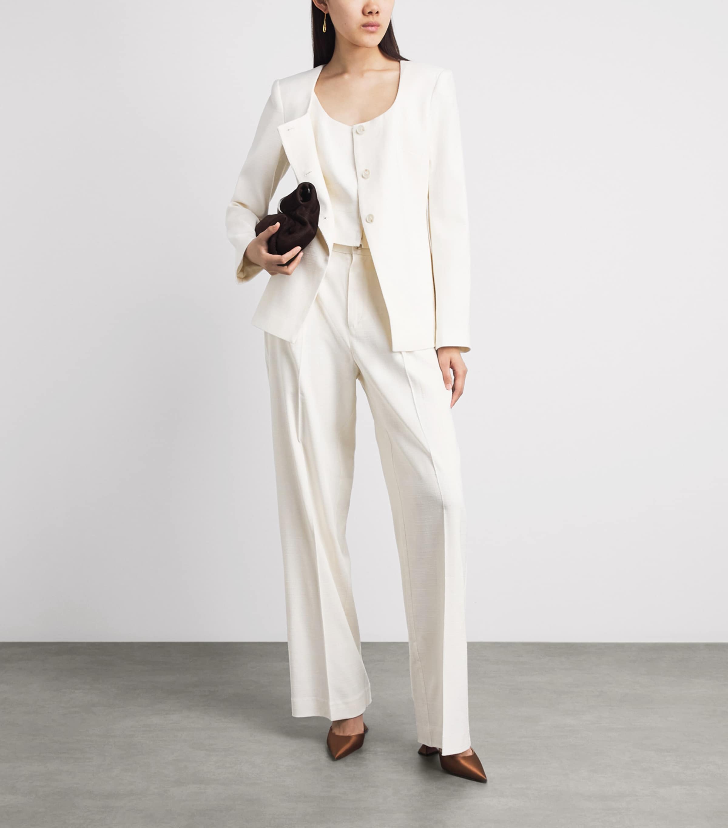 PAIGE Womens Scoop-Neck Edina Blazer Bone Image 2