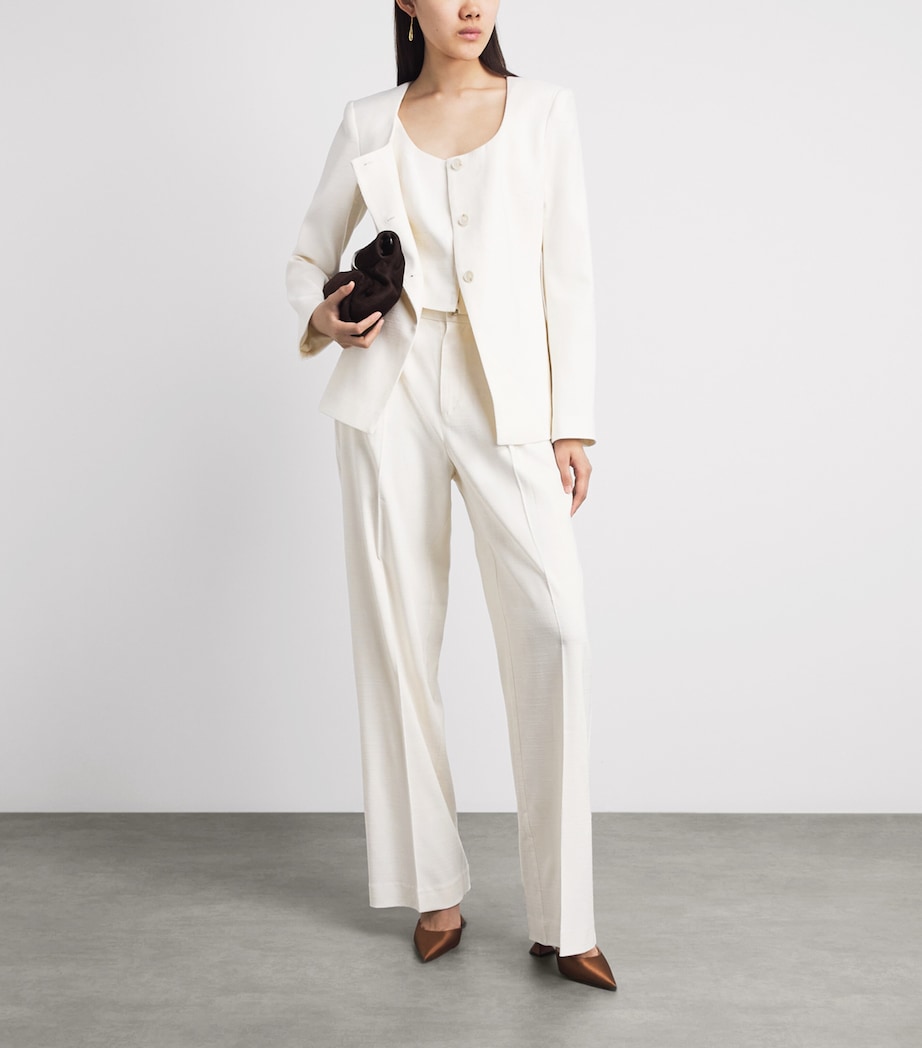 PAIGE Womens Scoop-Neck Edina Blazer Bone Image 2