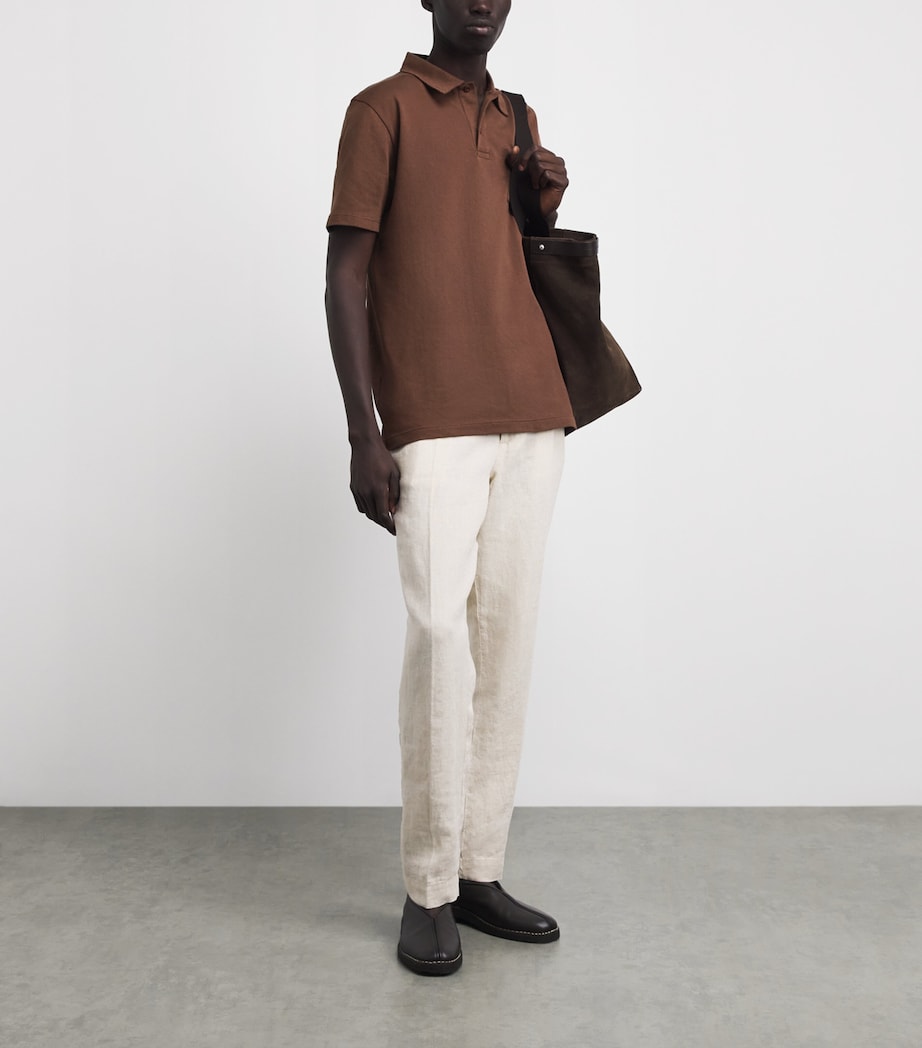 Sunspel Mens Supima Cotton Riviera Polo Shirt Chesnut Image 2