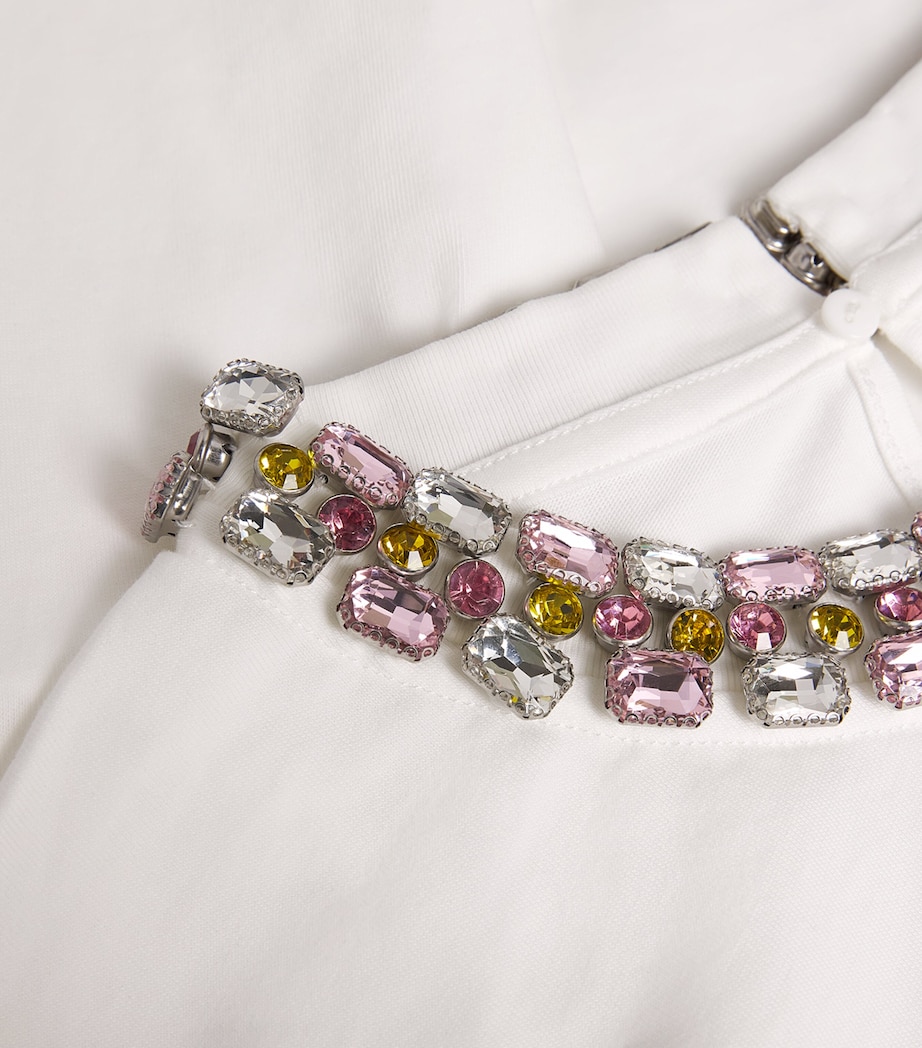 Cotton Embellished-Neck T-Shirt WHITE Image 5