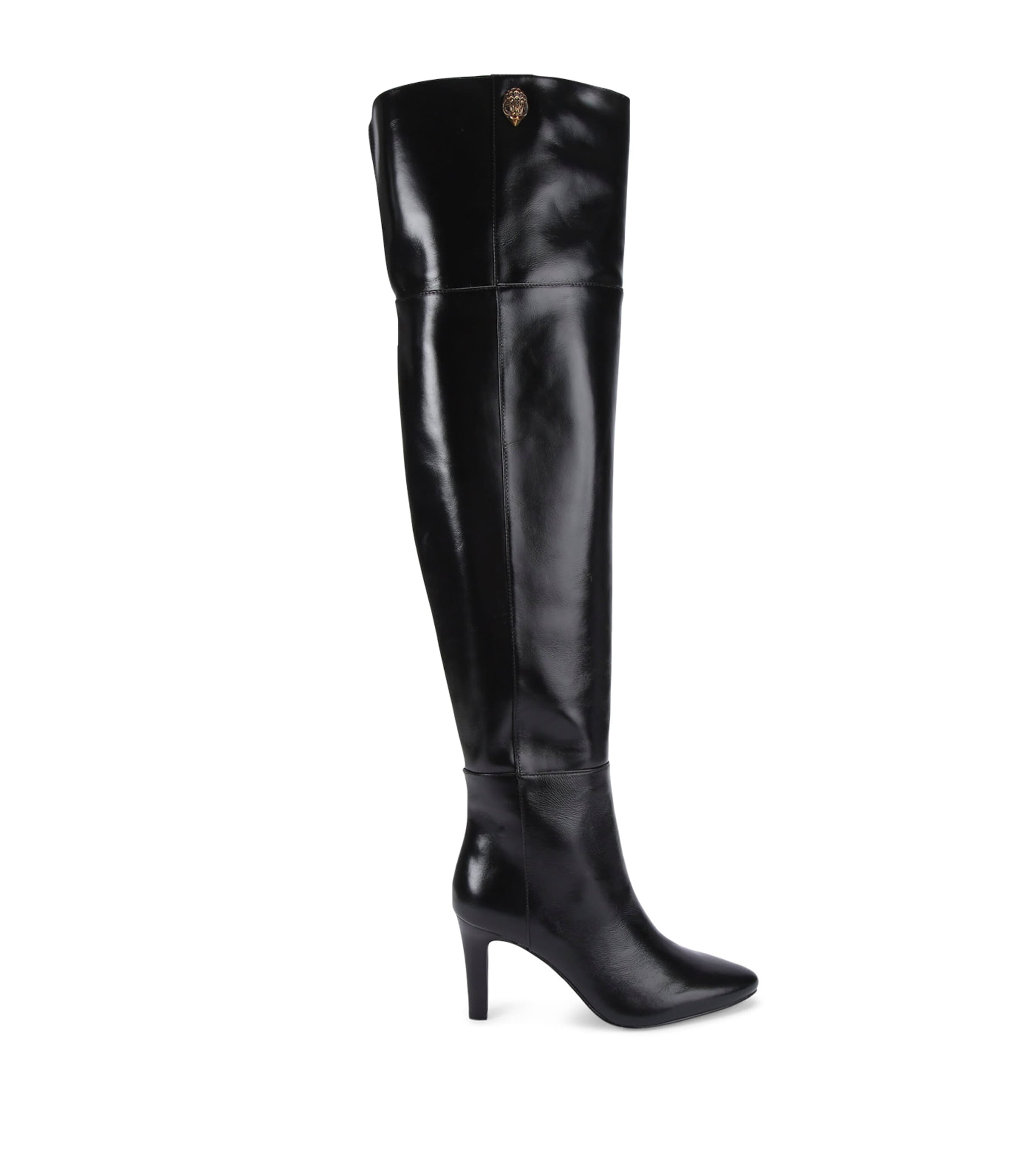 Kurt Geiger Womens Black Shoreditch Leather Knee-high Boots In Black